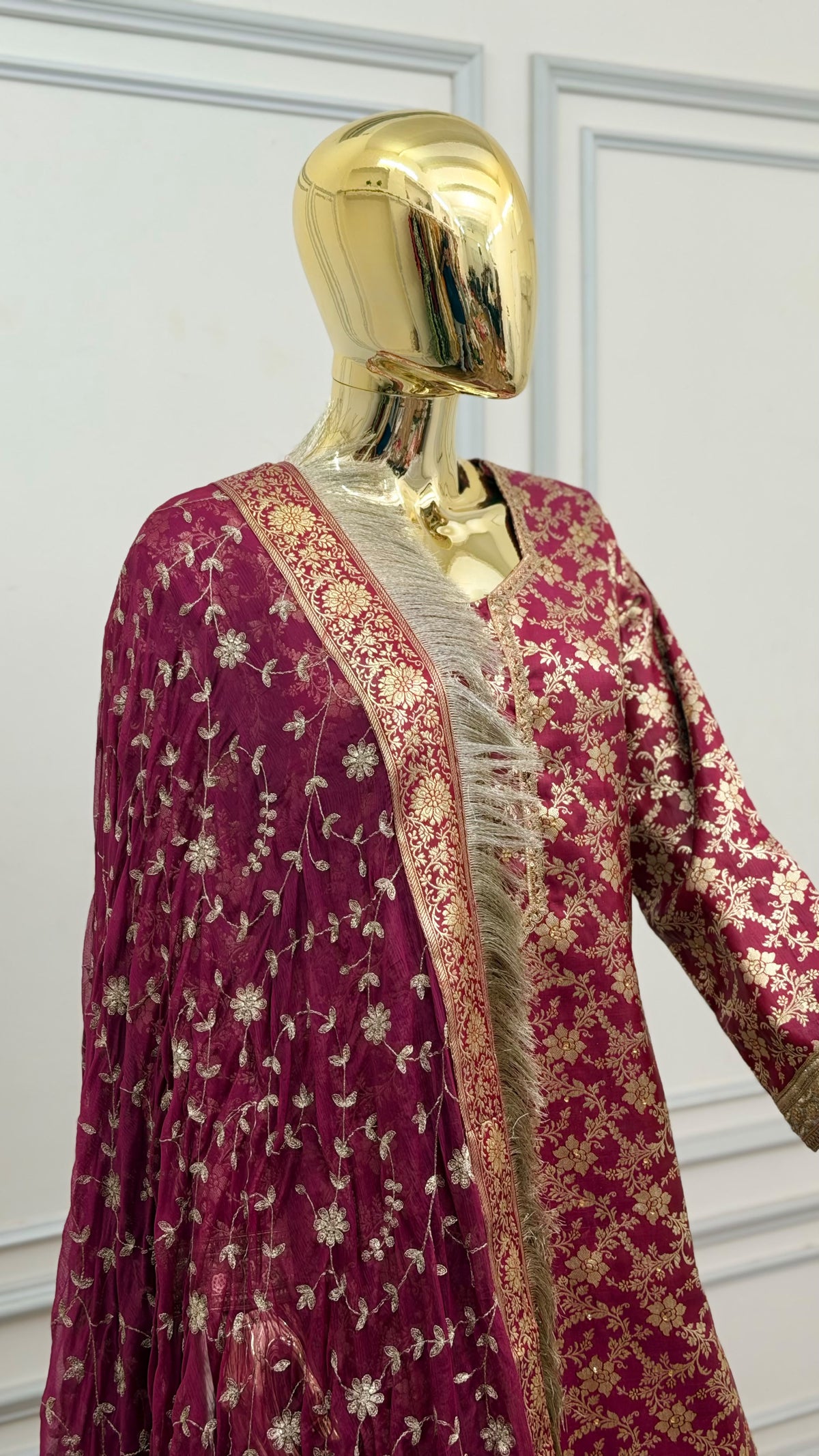 PYAJI TOP GHARARA WITH STONE WORK