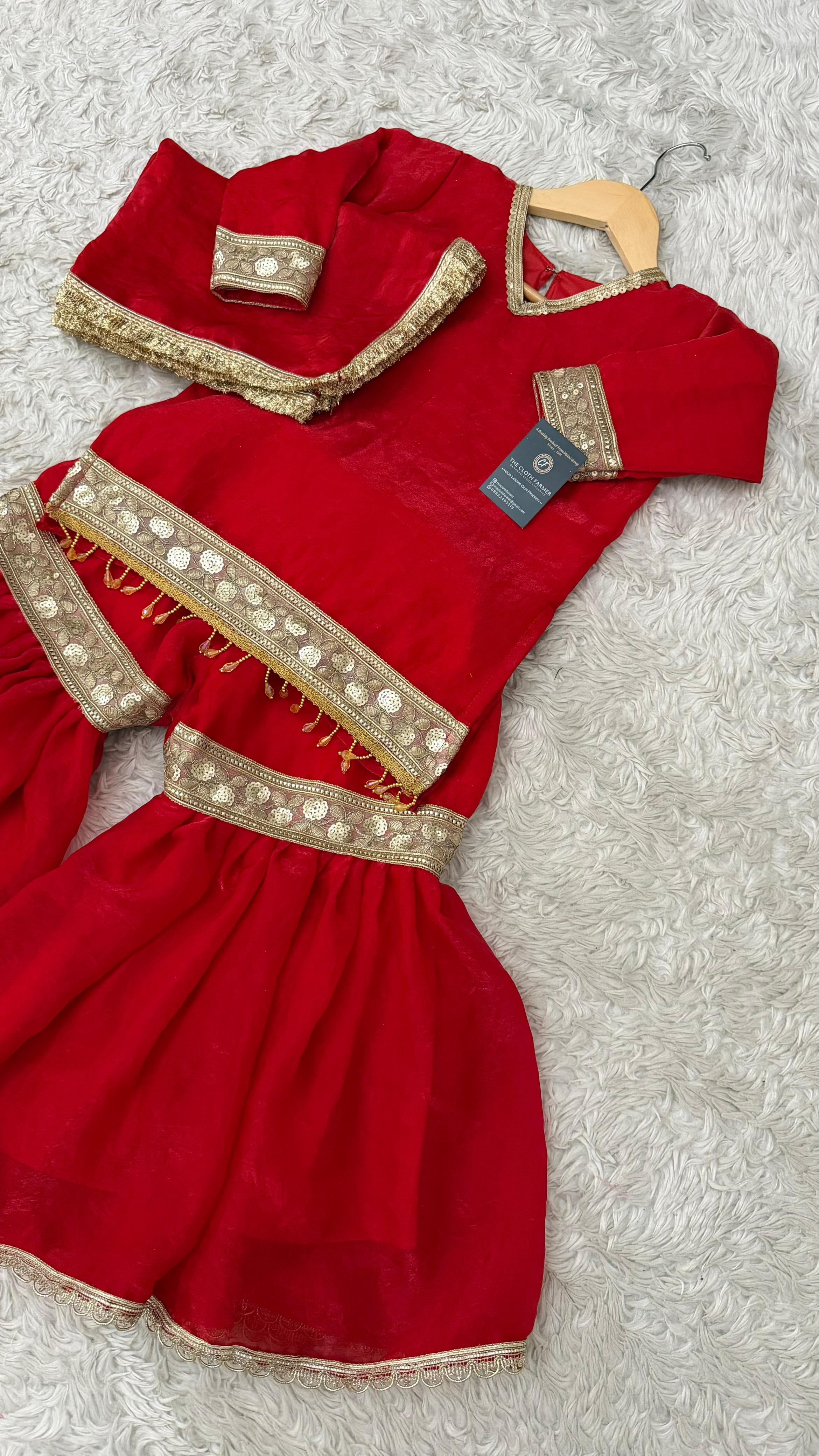 RED SHADE LITTLE PRINCESS GHARARA