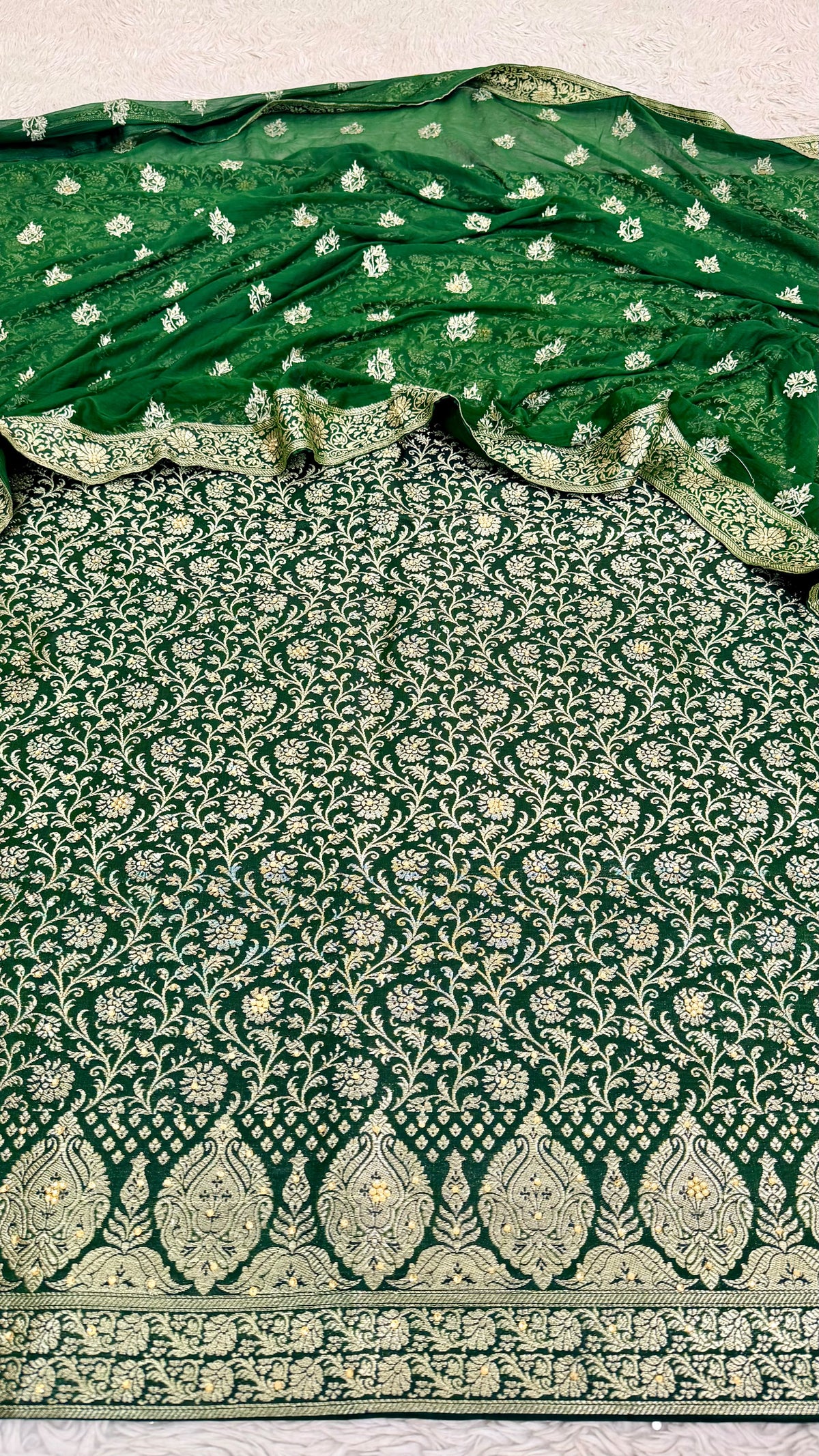 DARK GREEN BANARASI KIMKHAB SUIT