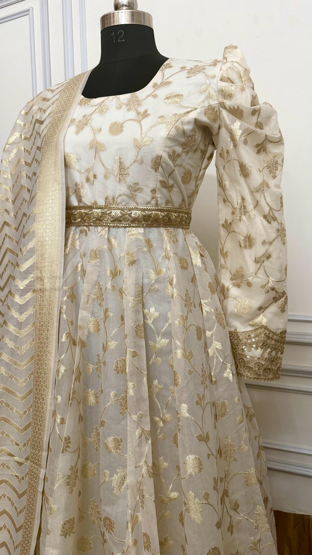 Off white soft cotton silk ANARKALI SUIT