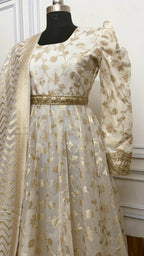 Off white soft cotton silk ANARKALI SUIT