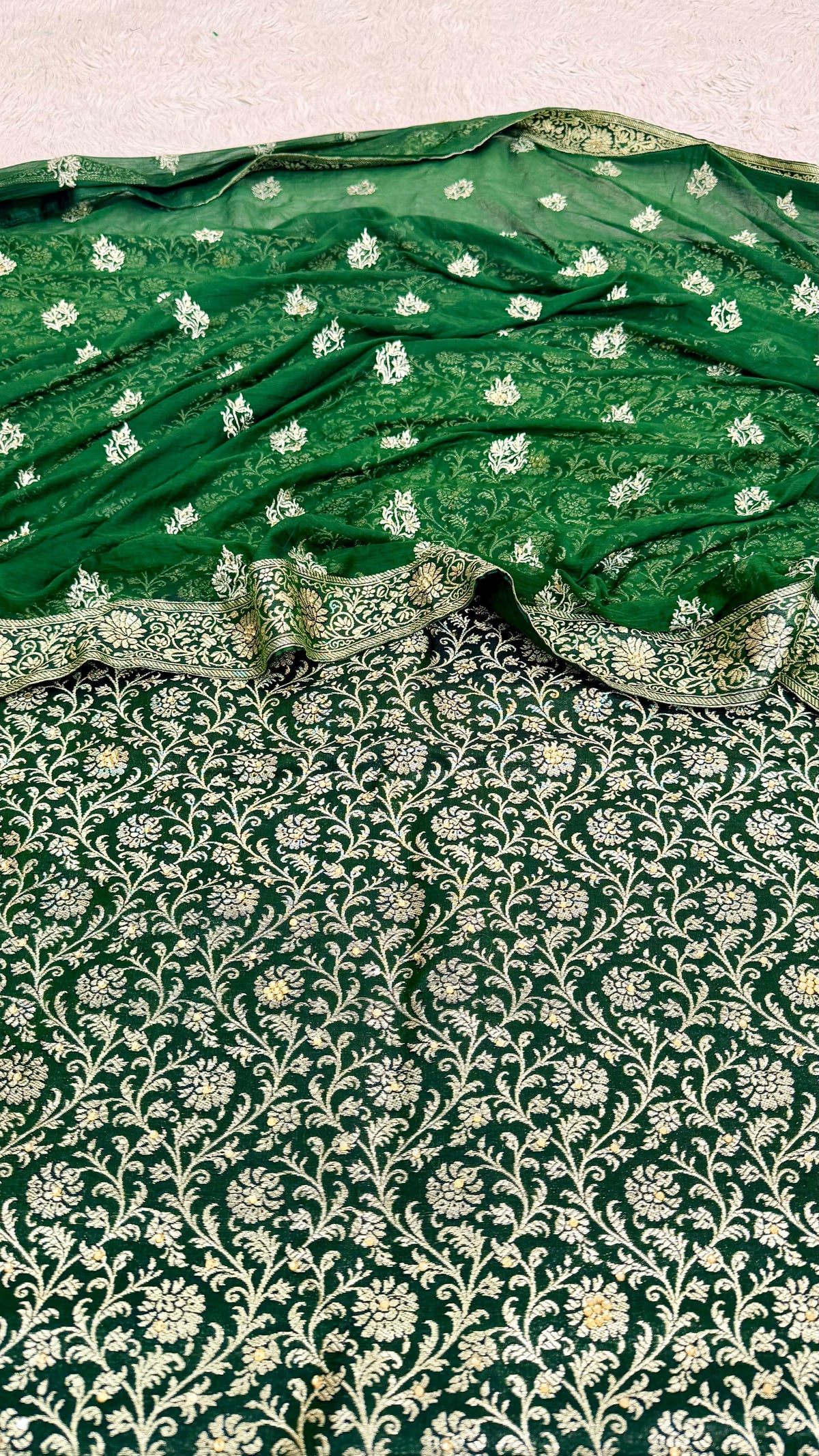 DARK GREEN BANARASI KIMKHAB SUIT