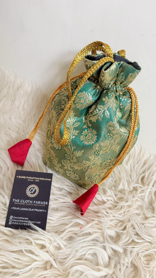 SEA FOAM COLOR BANARASI KIMKHAB POTLI