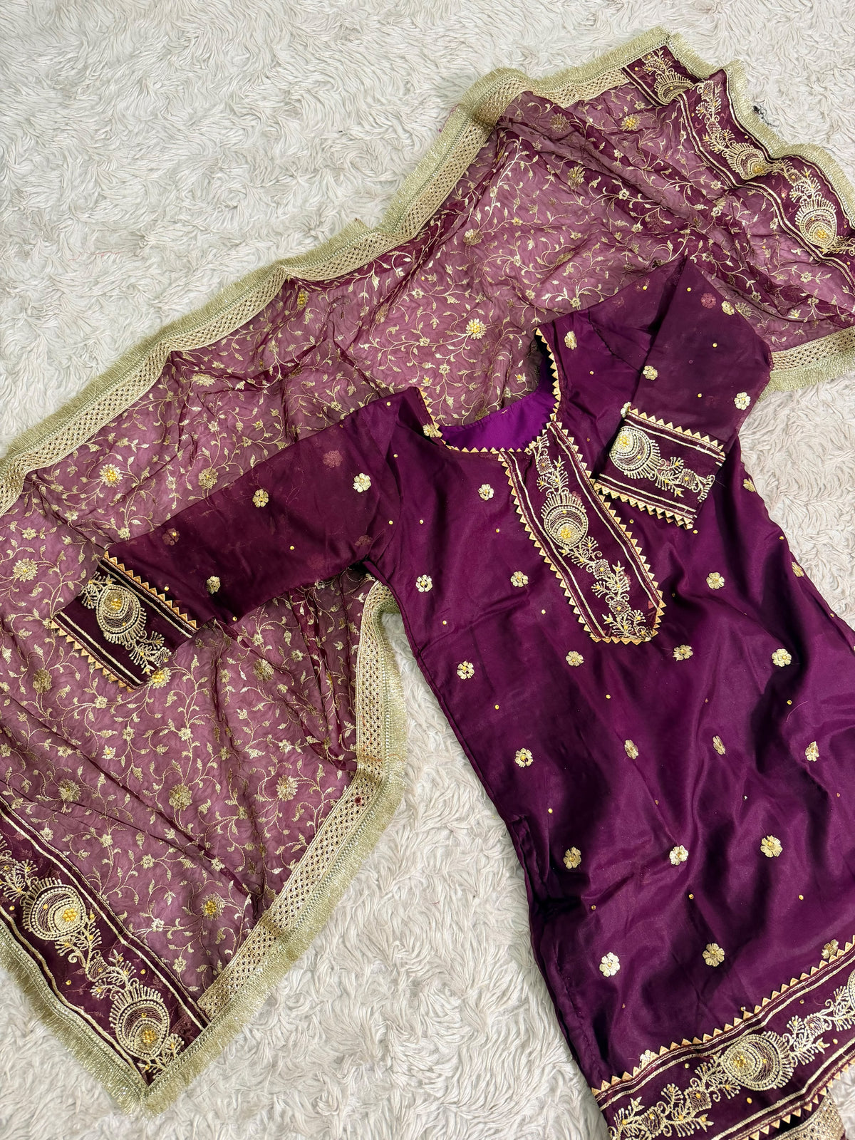 PURPLE ORGANZA KIDS GHARARA