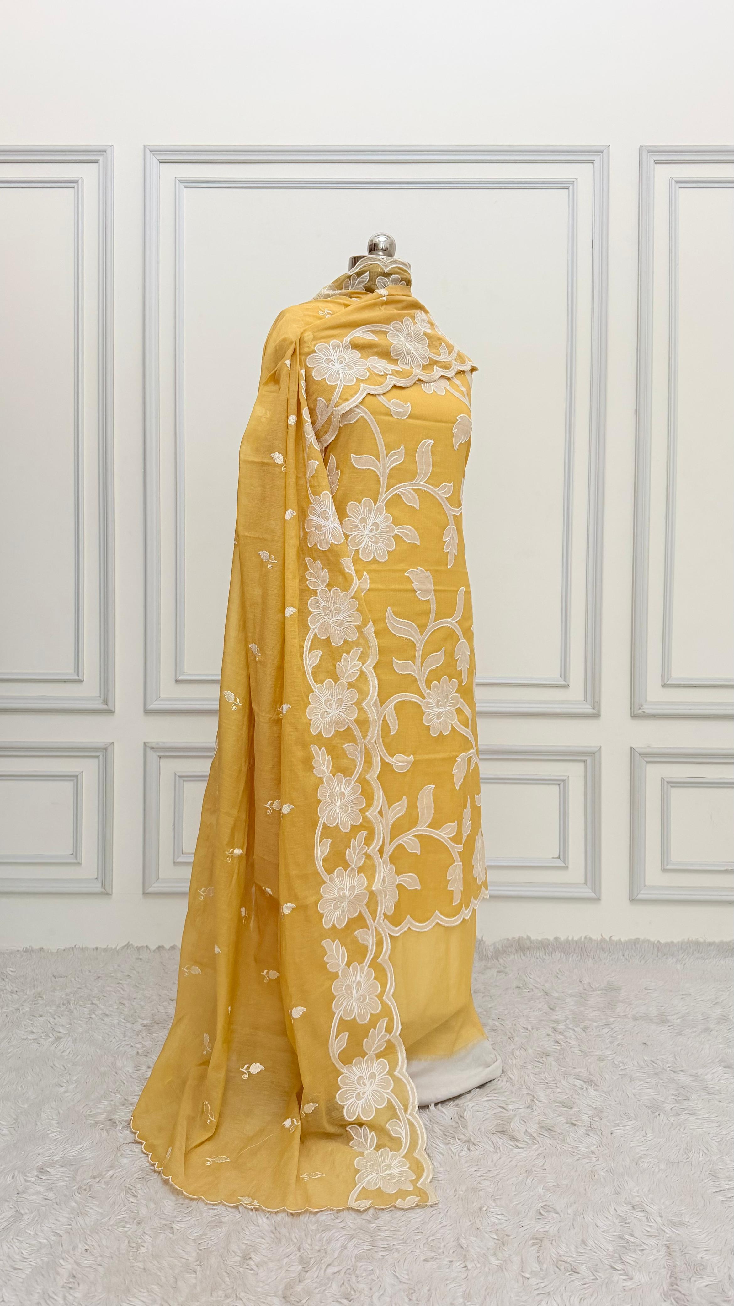 YELLOW COTTON MuL 3 PIECE SUIT