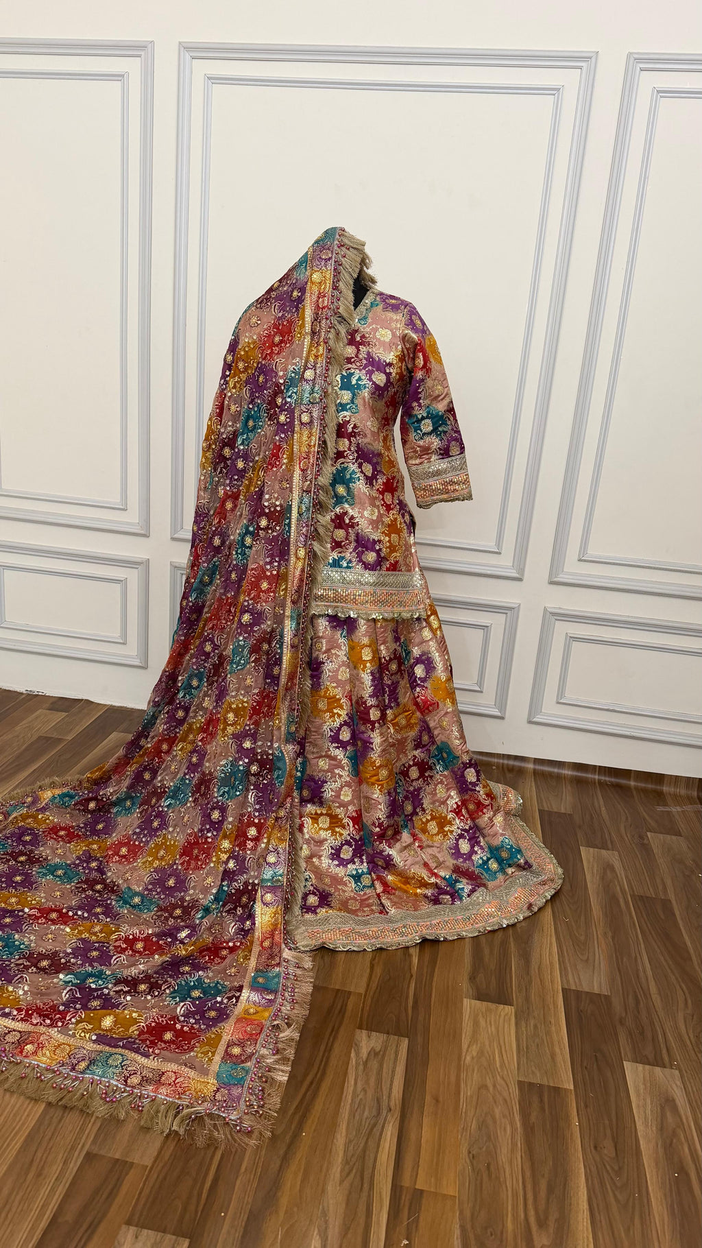 BANARASI CHATRAPATI GHARARA KATAN SILK BASED lahenga