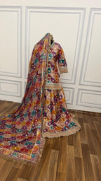 BANARASI CHATRAPATI GHARARA KATAN SILK BASED lahenga