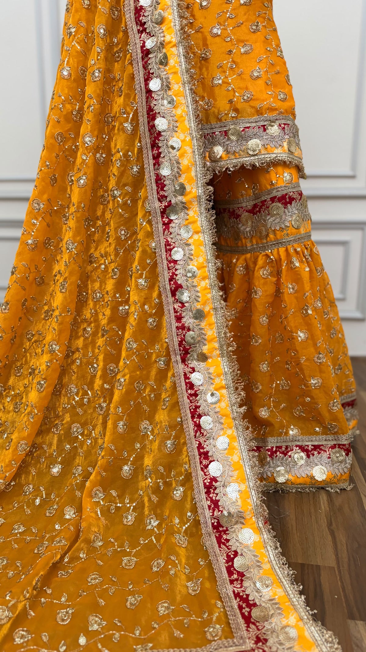 MUSTARD ORANGE RAMPURI GHARARA