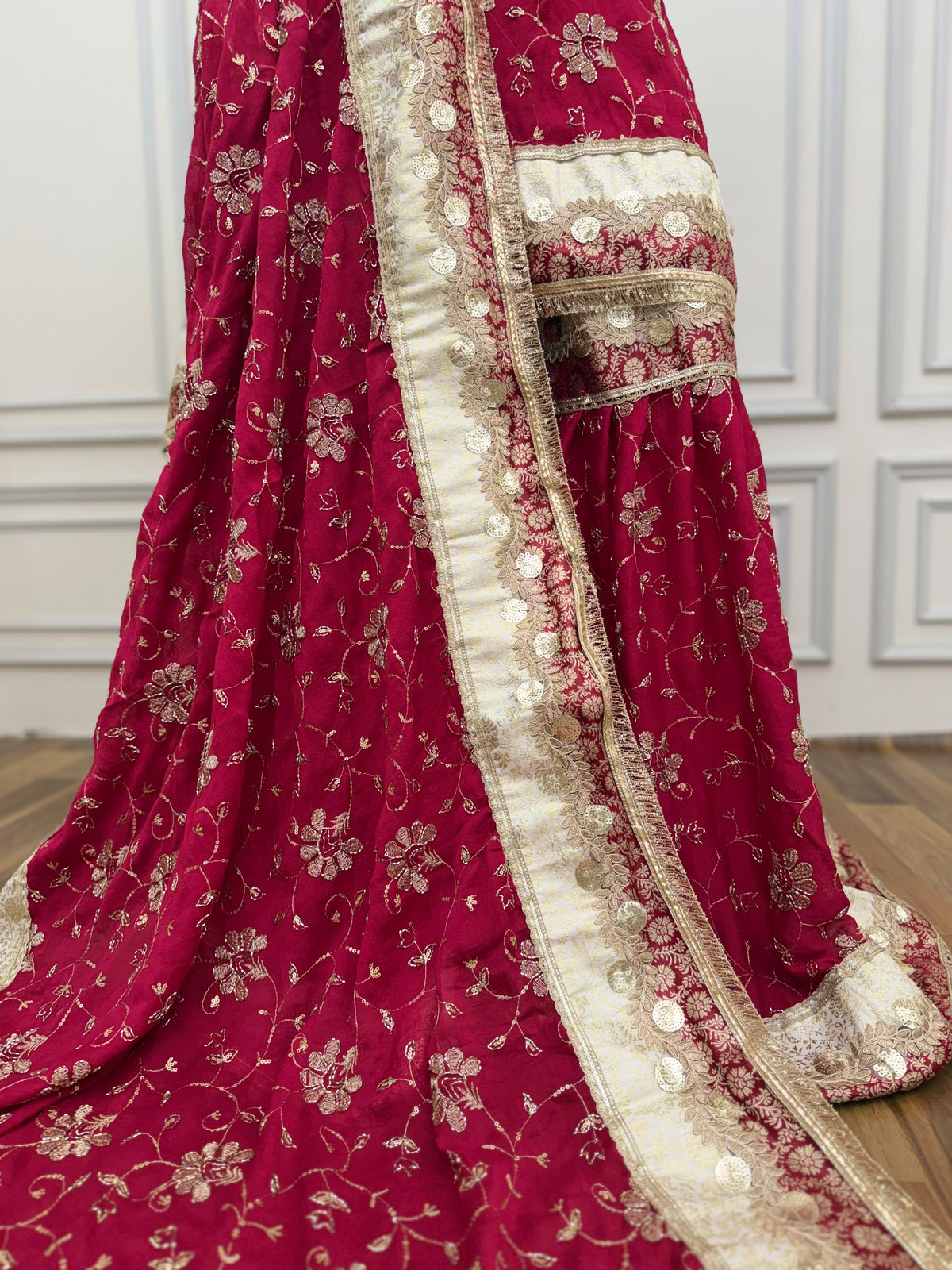 DEEP RANI PINK RAMPURI GHARARA