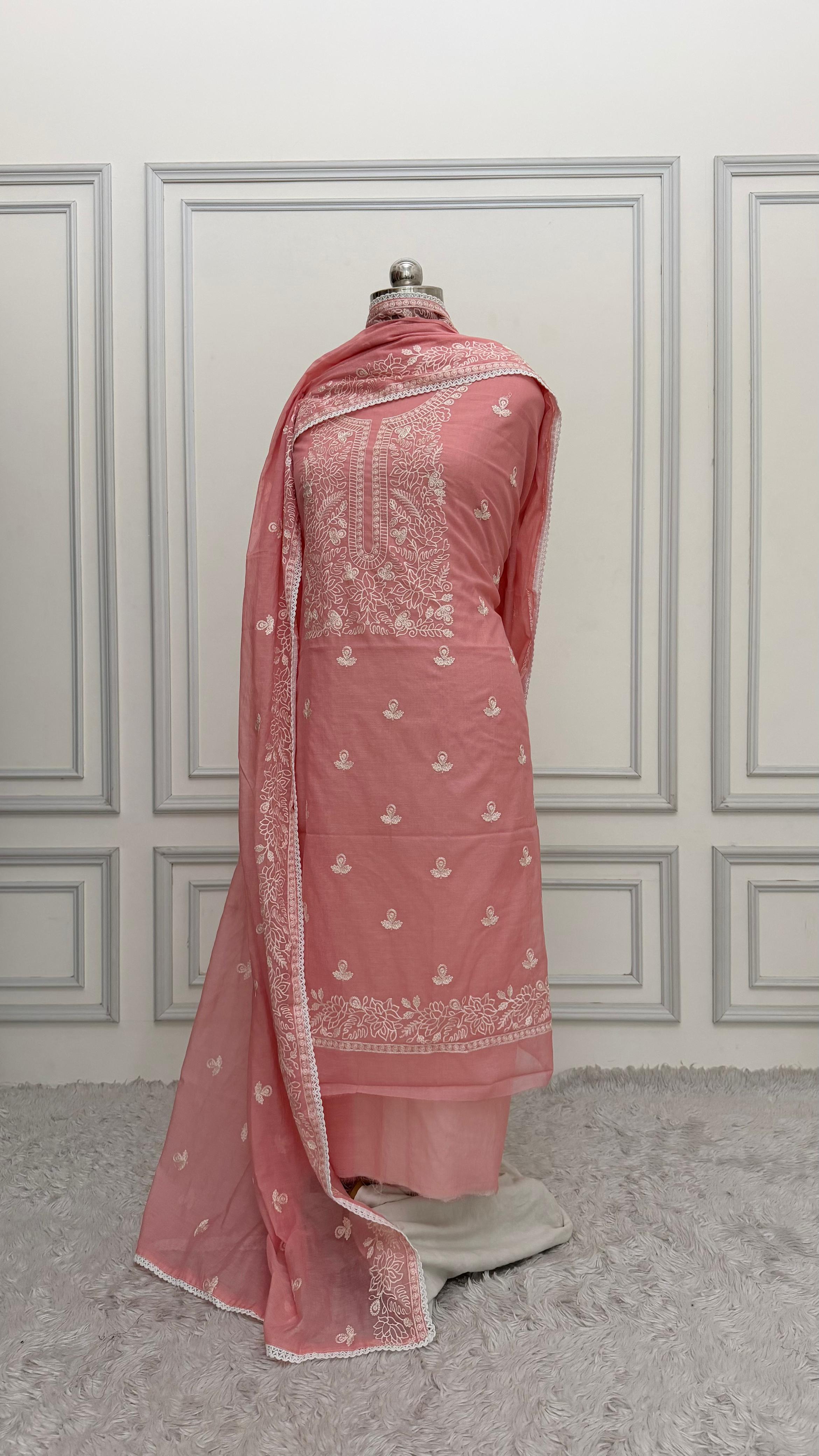 PASTLE PINK COTTON MUL 3 PIECE SUIT