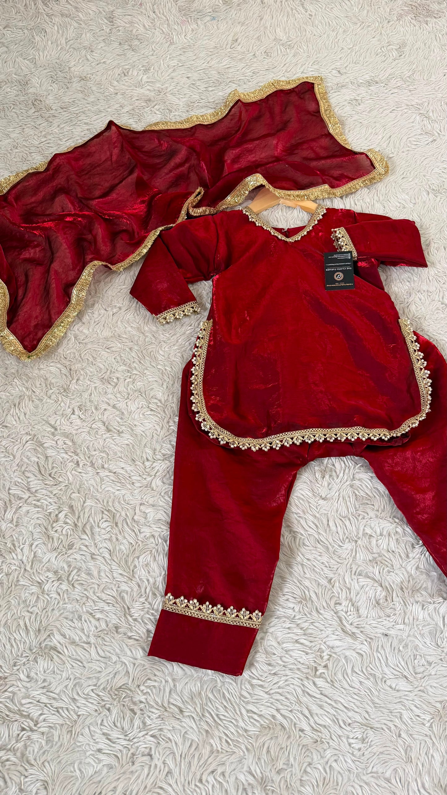 BLOOD MAROON KIDS SALWAR SUIT