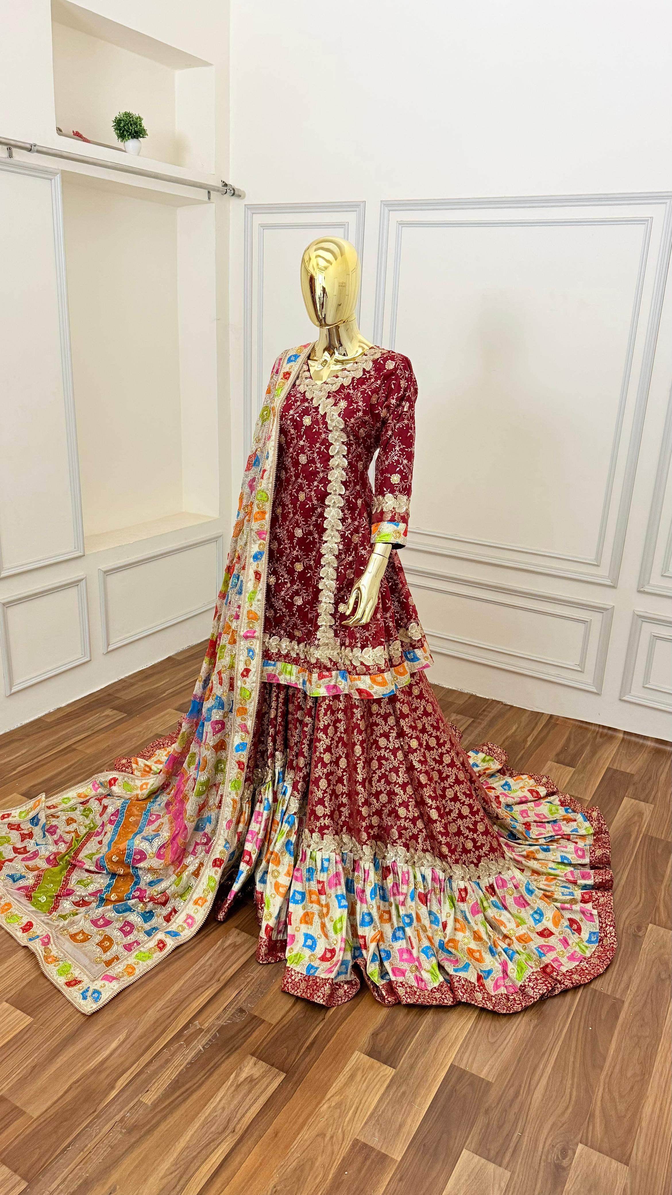 BRIDAL CHATAPATI SHADE ANGRAKHA STYLE FARSHI