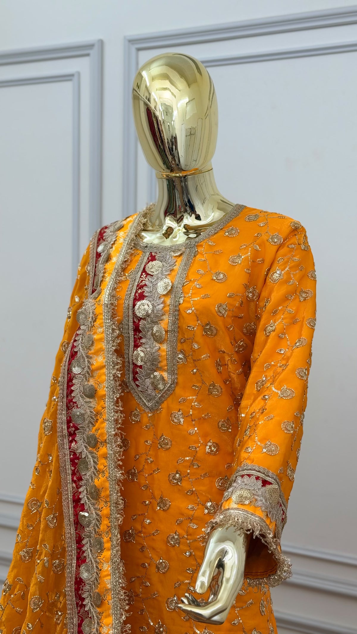 MUSTARD ORANGE RAMPURI GHARARA