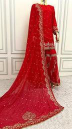 GLOWY RED GIRLISH GHARARA