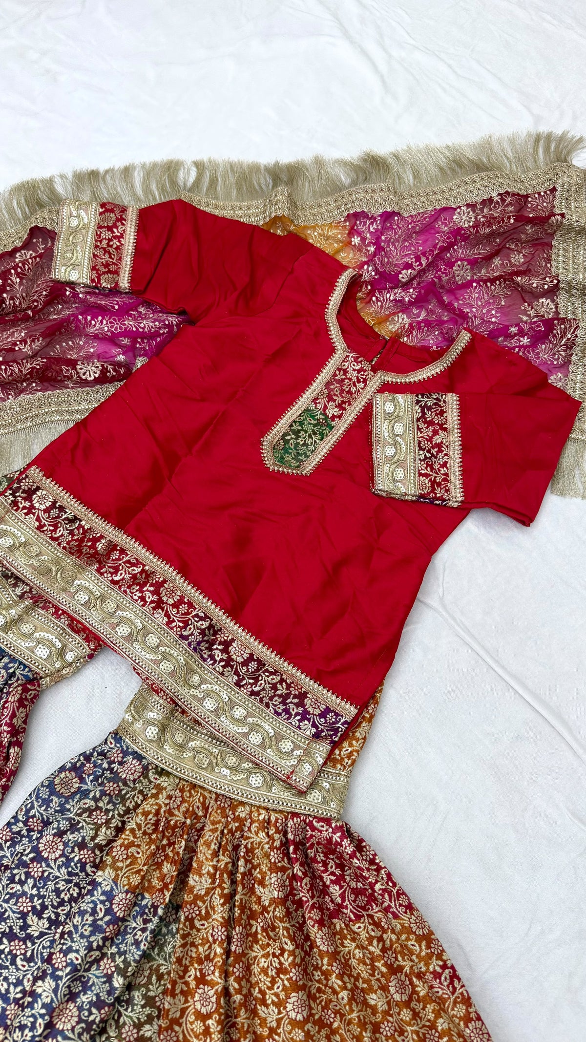 RED TOP RAINBOW GHARARA