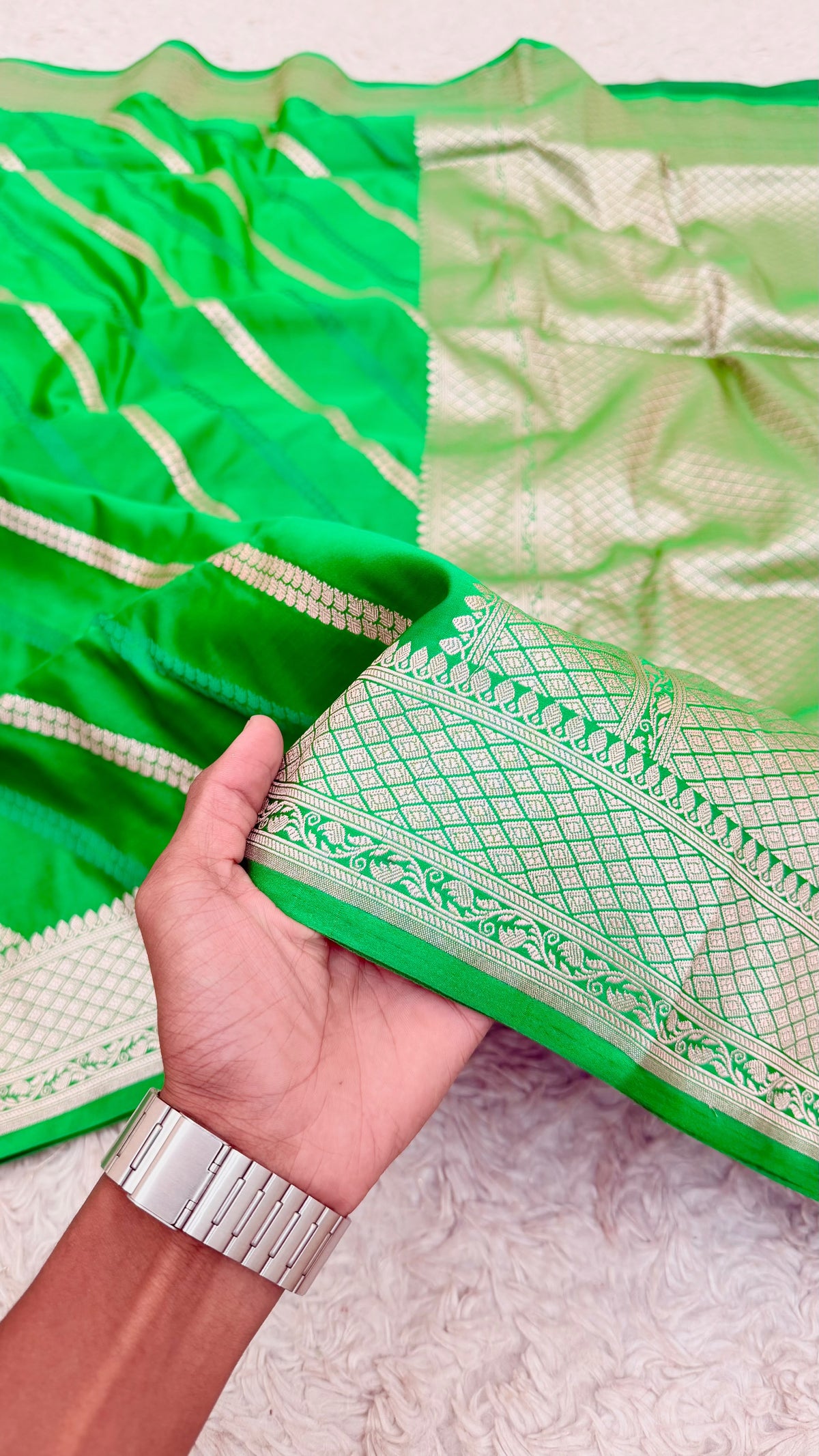 MALACHITE GREEN ADA DESIGN MASHRU KATAAN SILK