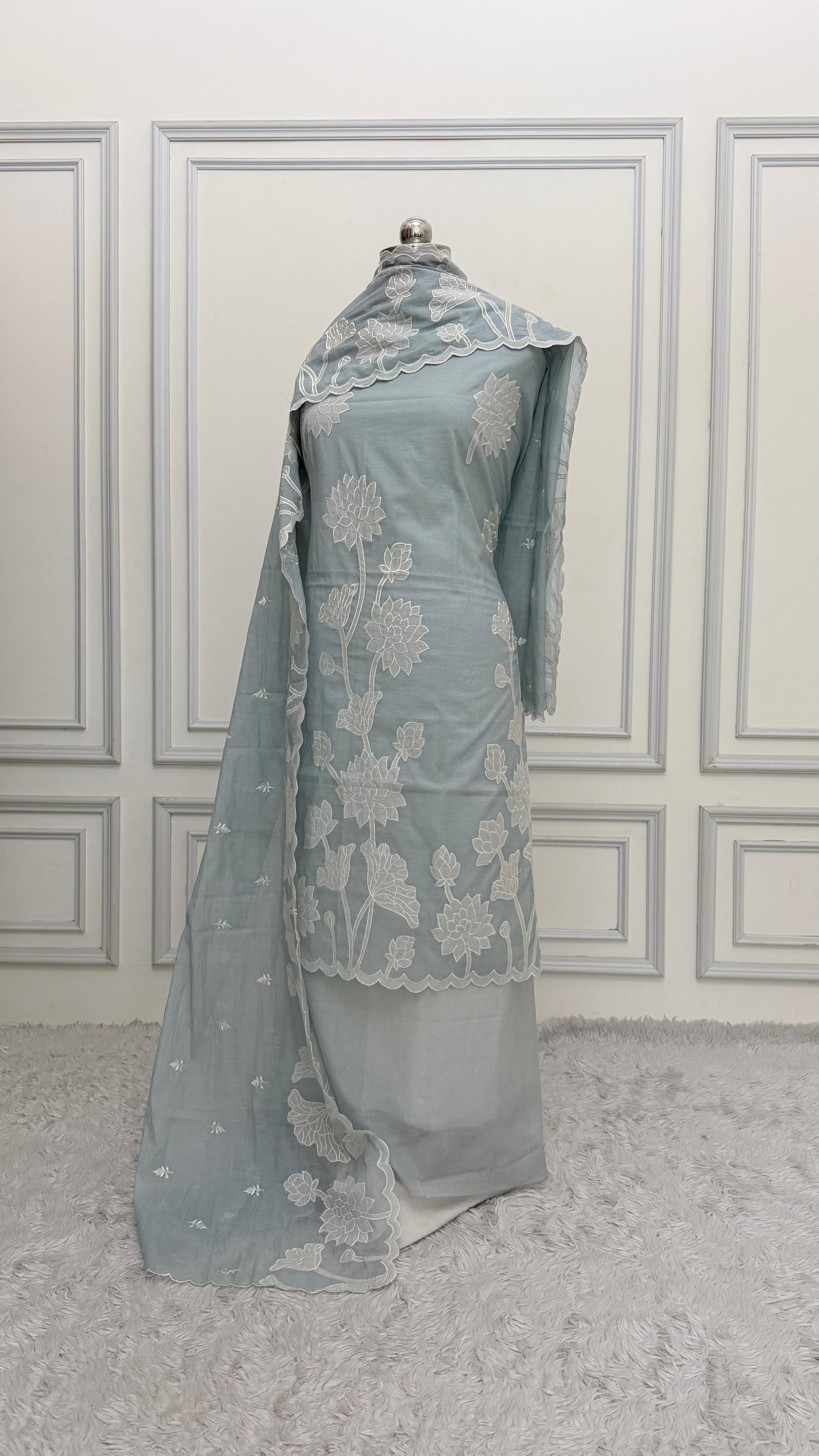 GREY COTTON MUL 3 PIECE SUIT