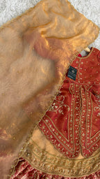 Rust peach indo western with farshi