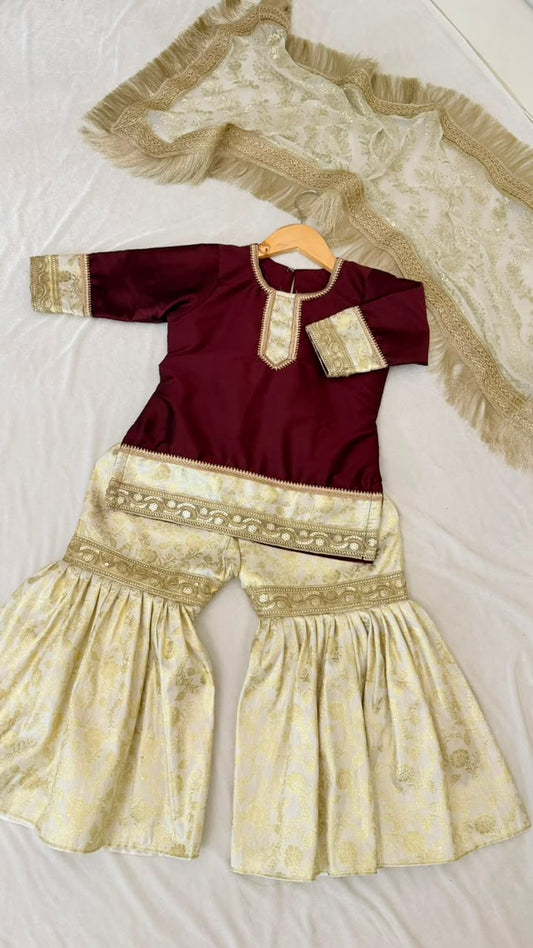 Garniette kimkhab gharara for little princess