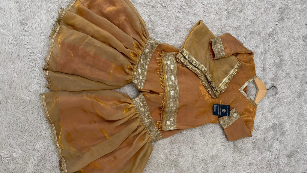 PEACH GOLD SHADE LITTLE PRINCESS GHARARA