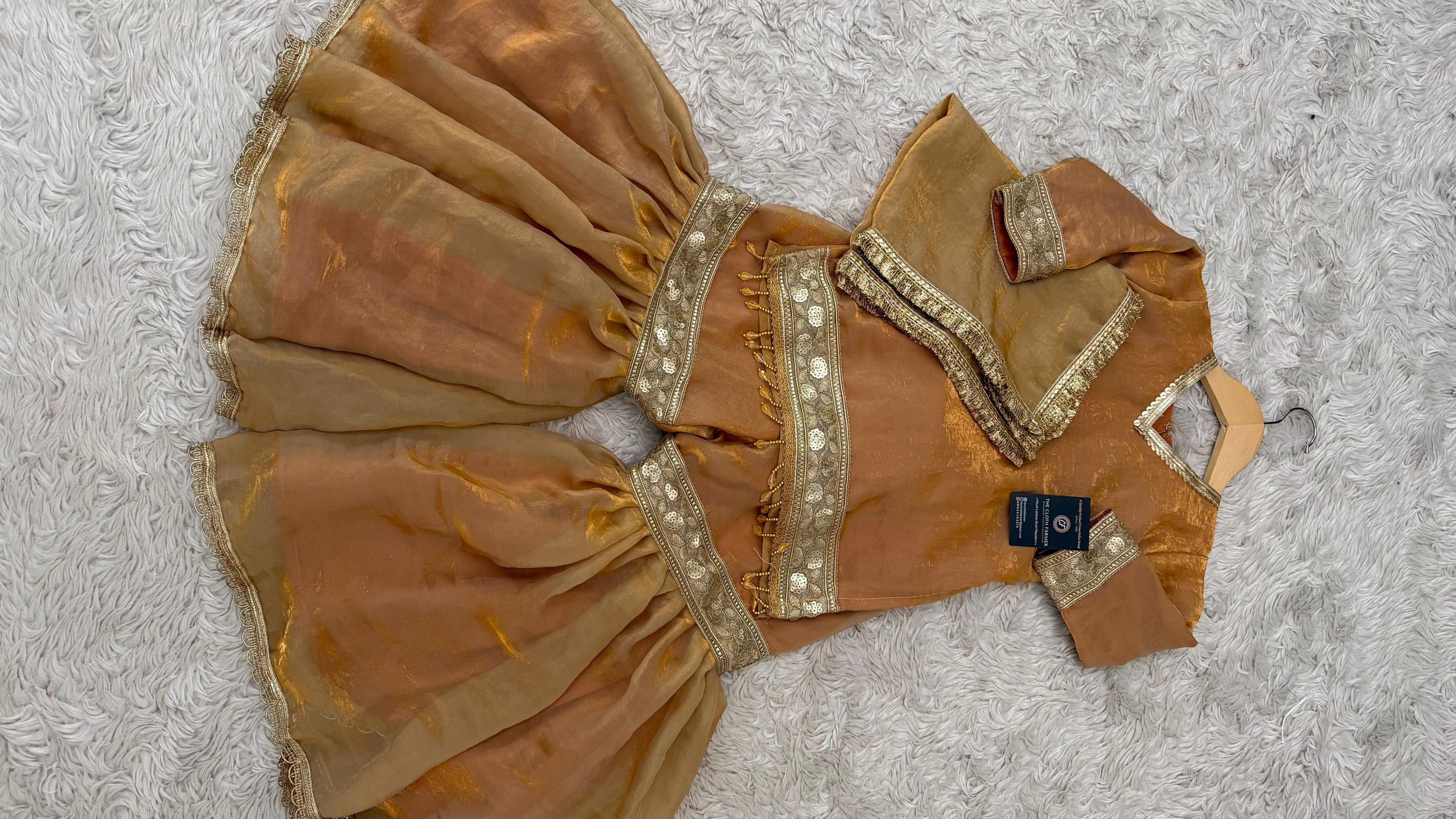 PEACH GOLD SHADE LITTLE PRINCESS GHARARA