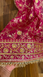 Rani pink zari Embroidery jaal gharara