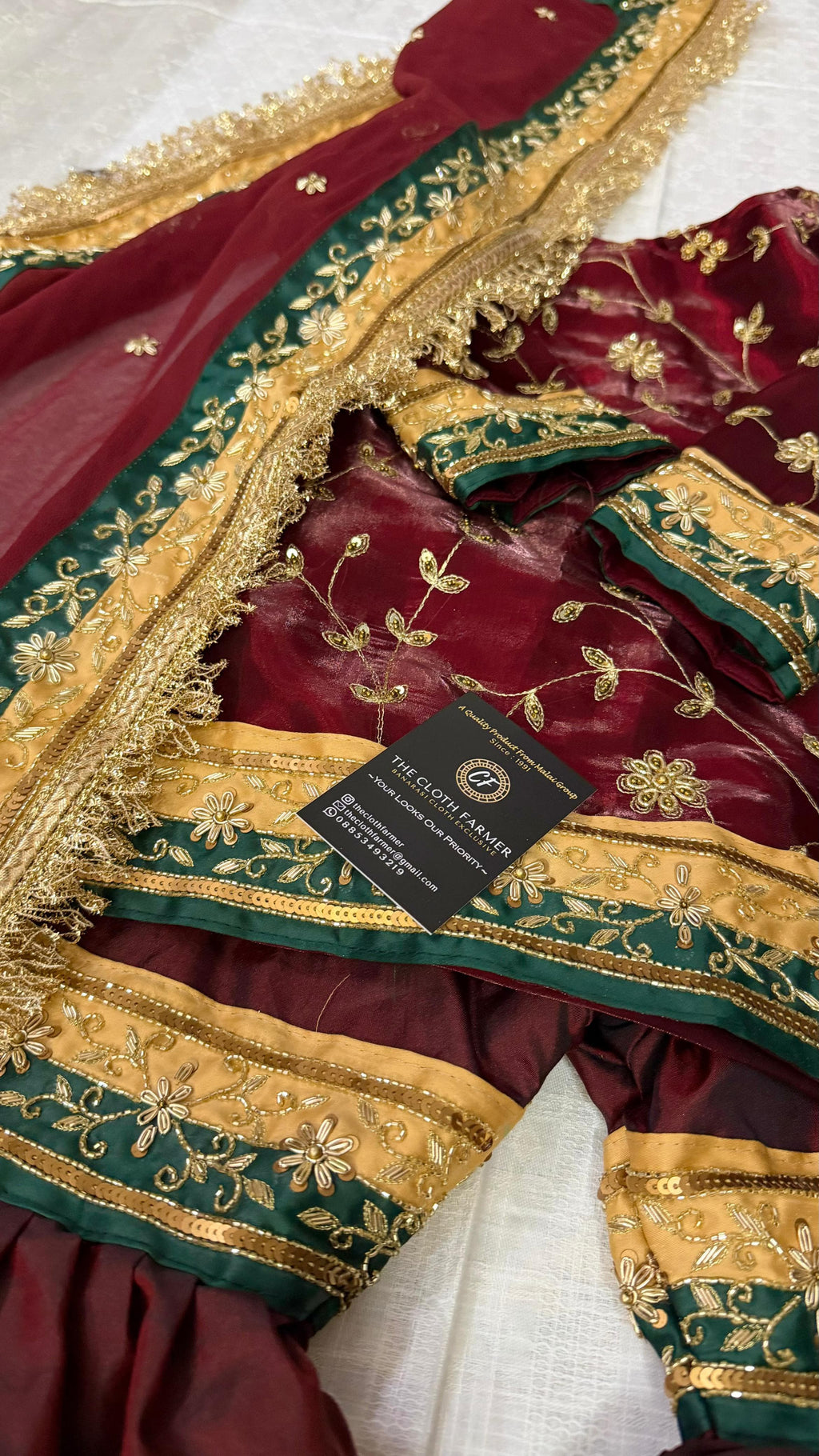 Dark blood maroon handwork gharara