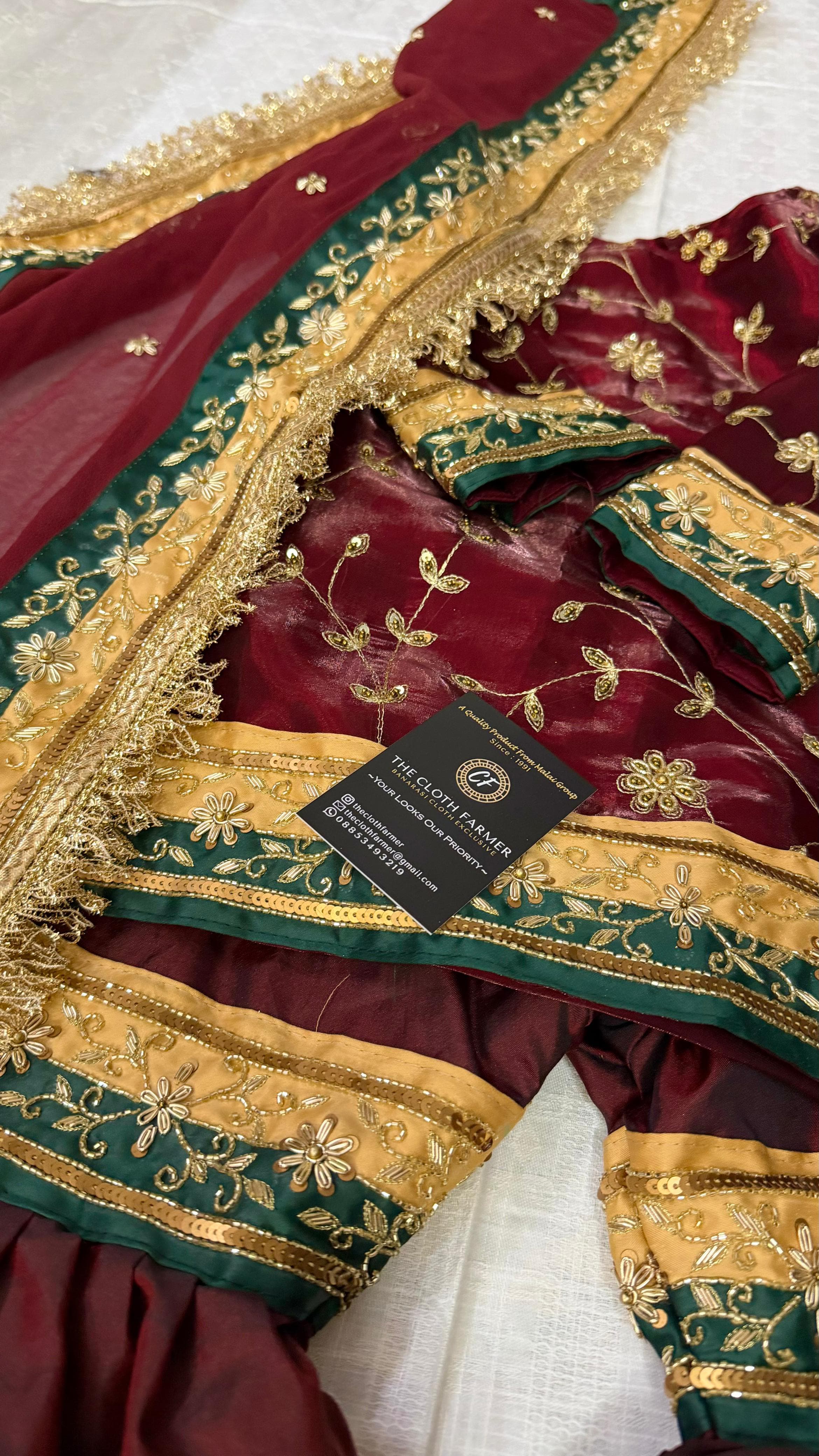 Dark blood maroon handwork gharara