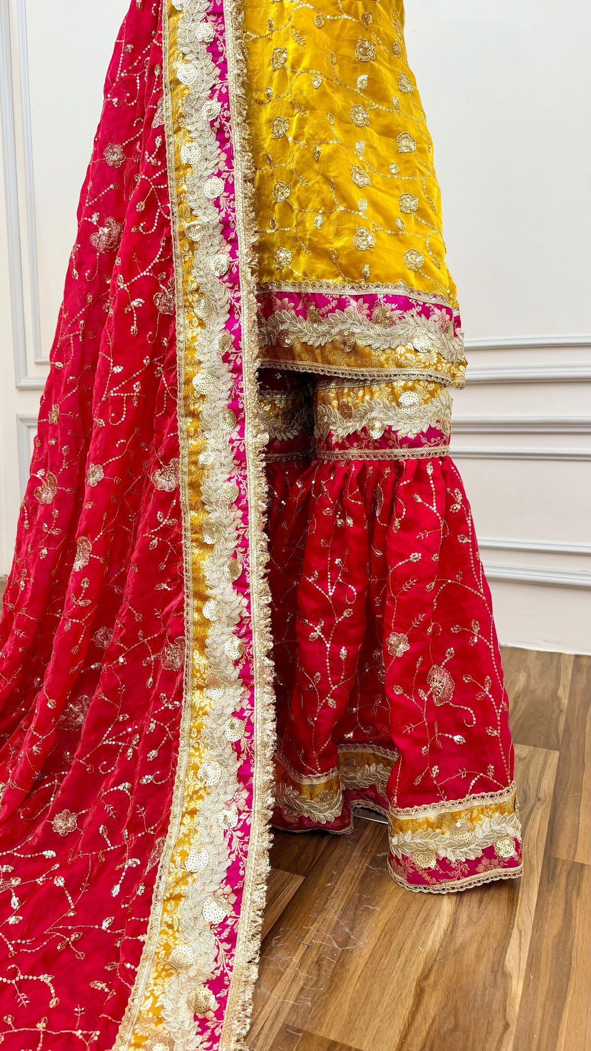 DEEP RAANI  Yellow RAMPURI GHARARA