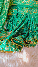 parrot Green Embroidered Gharara with Viscose silk base