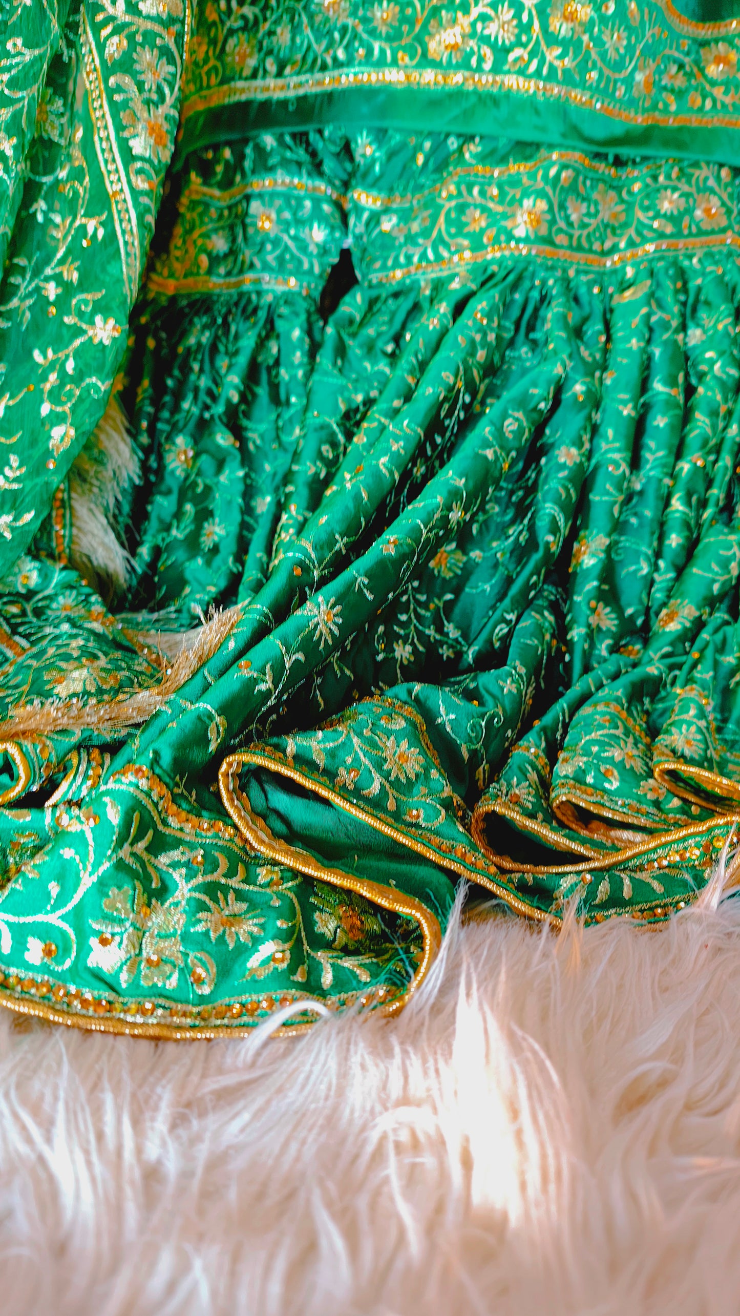 parrot Green Embroidered Gharara with Viscose silk base