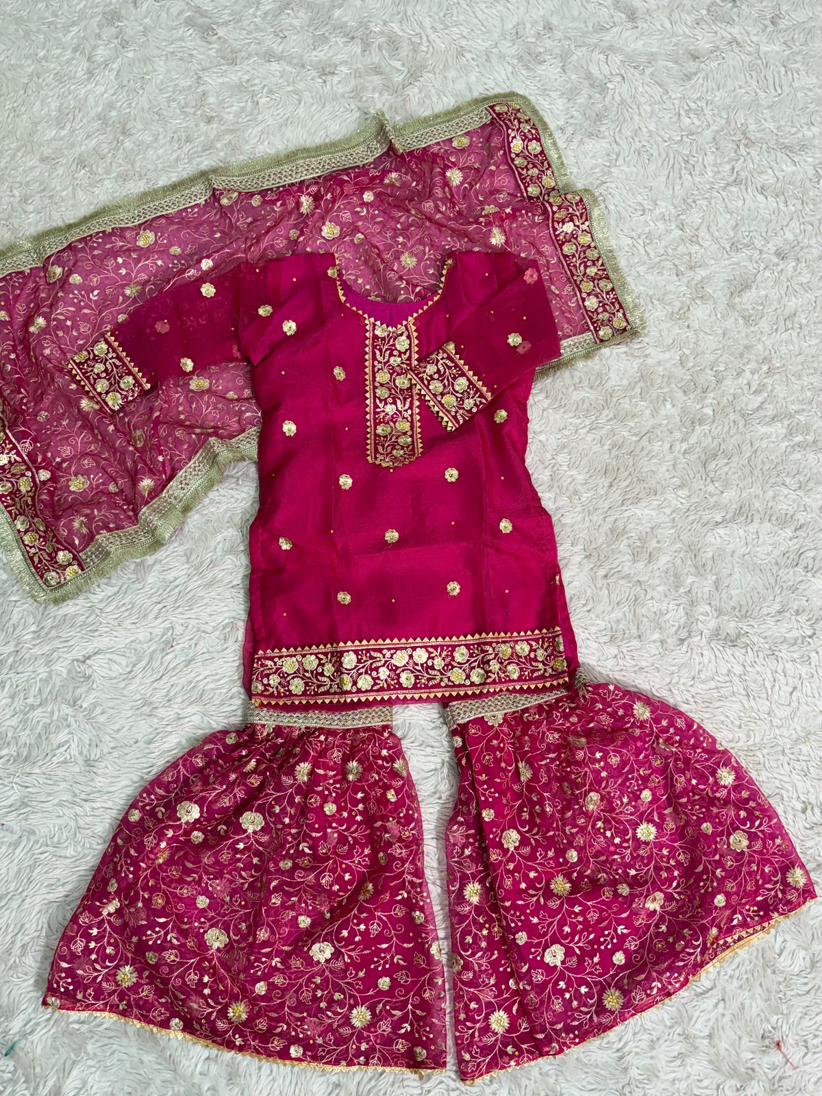 RANI PINK ORGANZA KIDS GHARARA