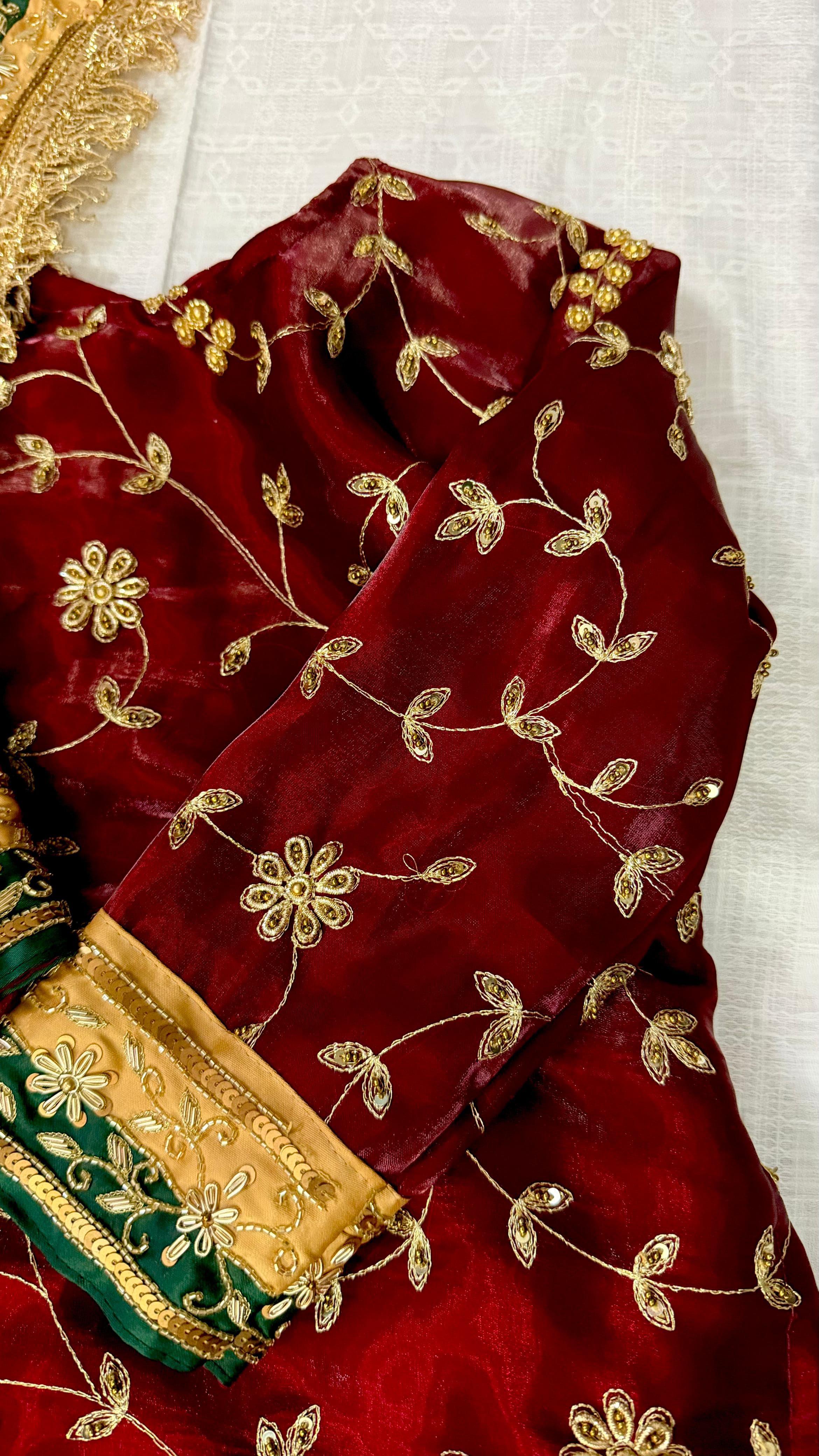 Dark blood maroon handwork gharara