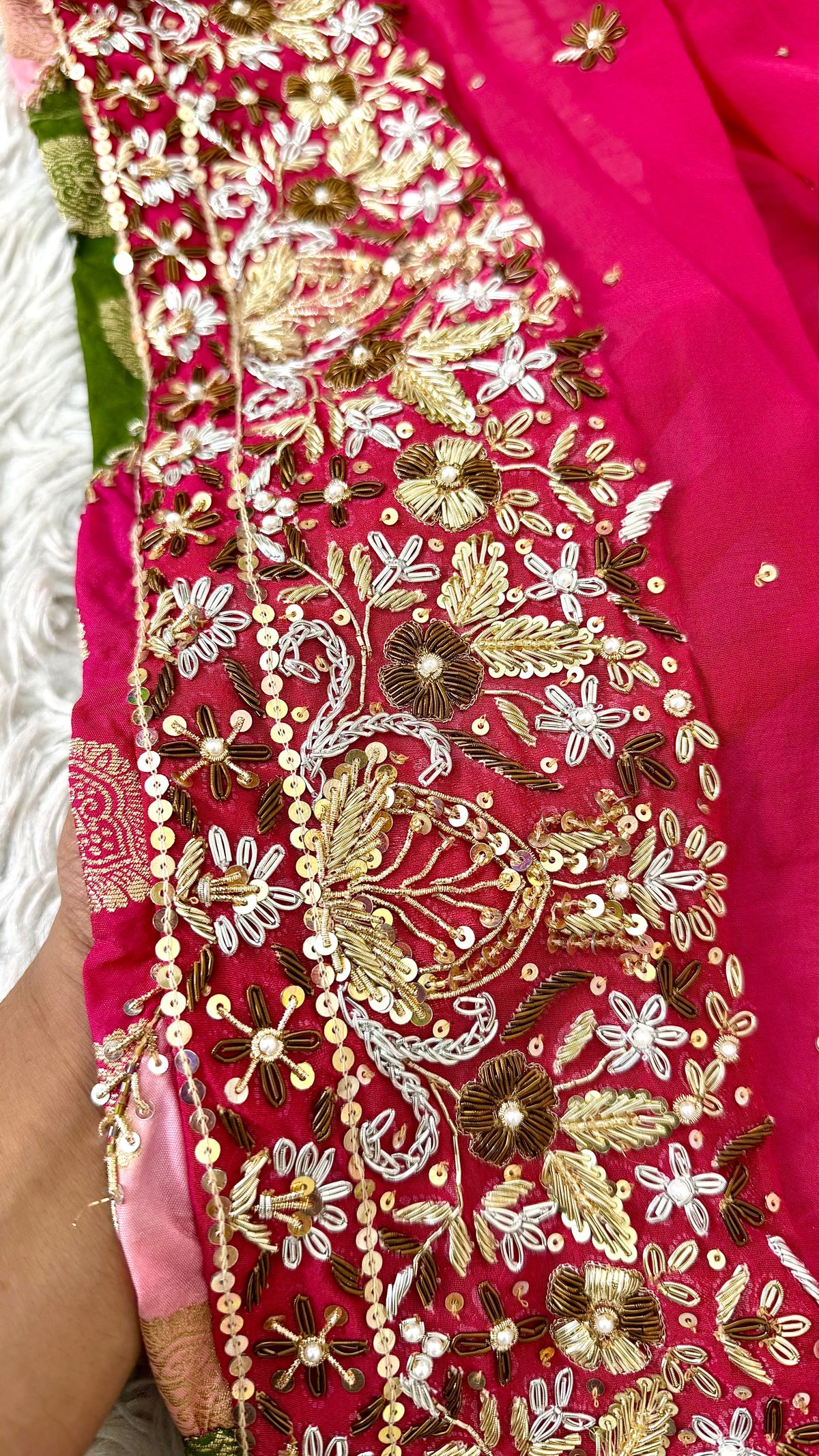 BLENDED KATAAN SILK MULTI COLOR HAND WORK FARSHI SHARARA