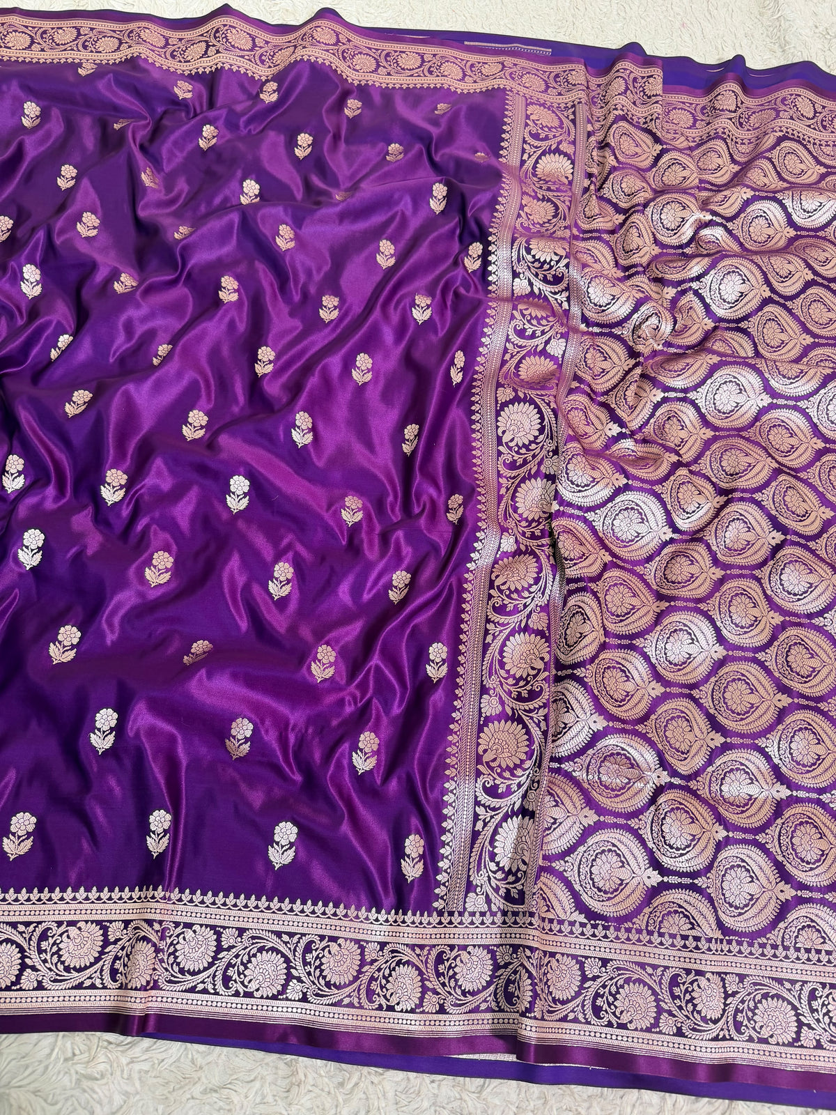 PURPLE MASHRU KATAAN SAREE