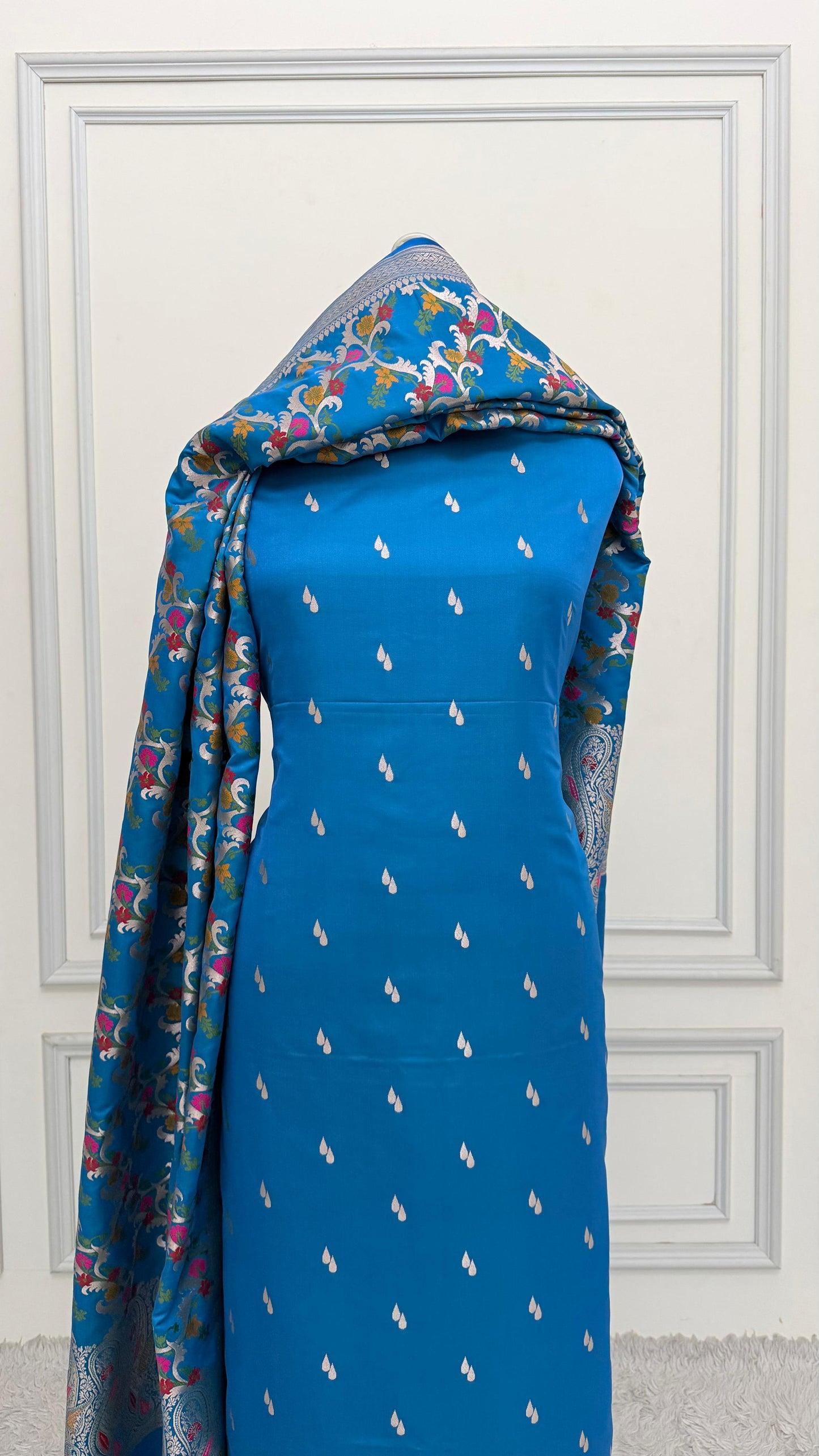 OCEAN BLUE COLOR MEENEDAR 3 PIECE SUIT