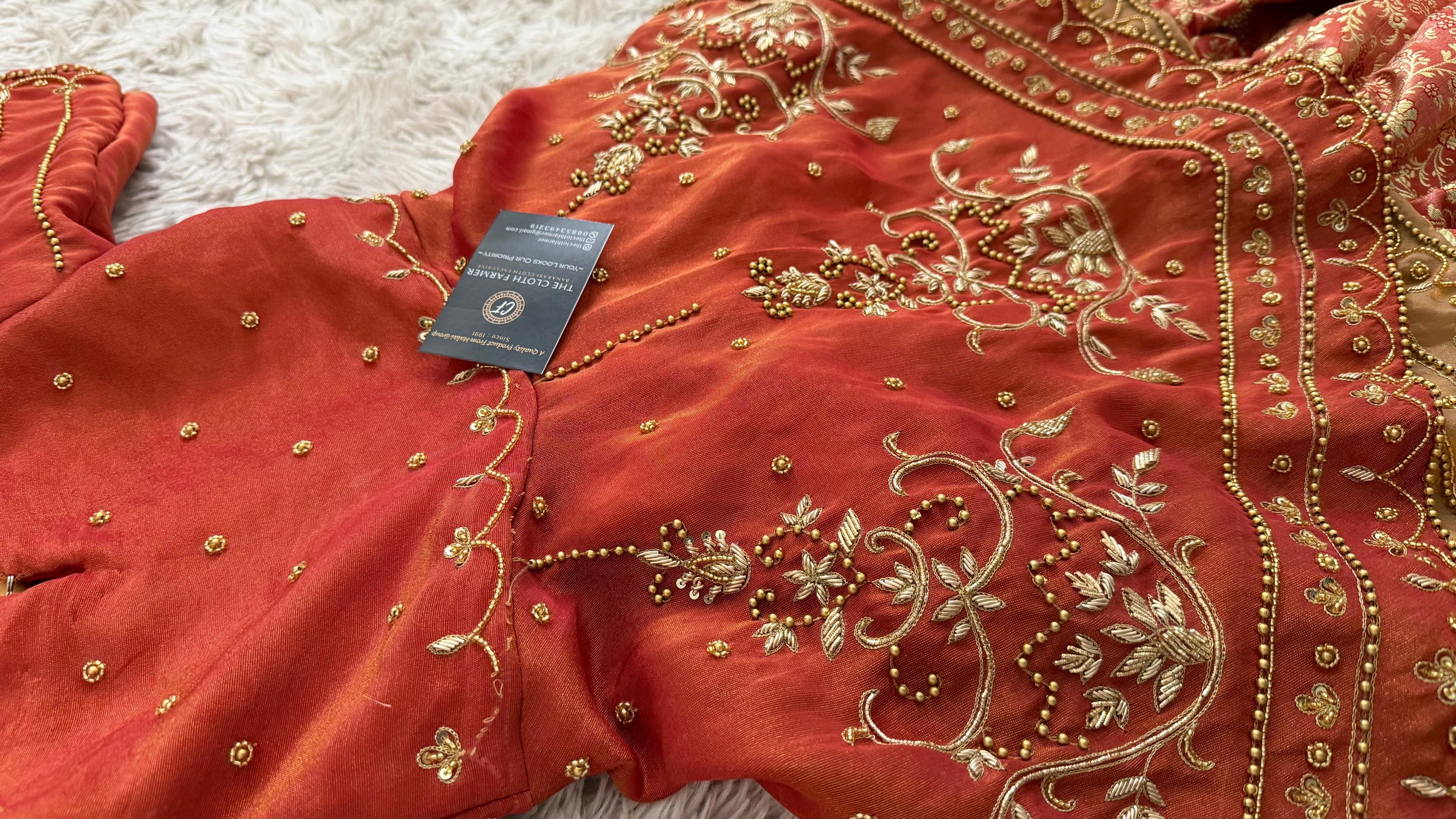 Rust peach indo western with farshi