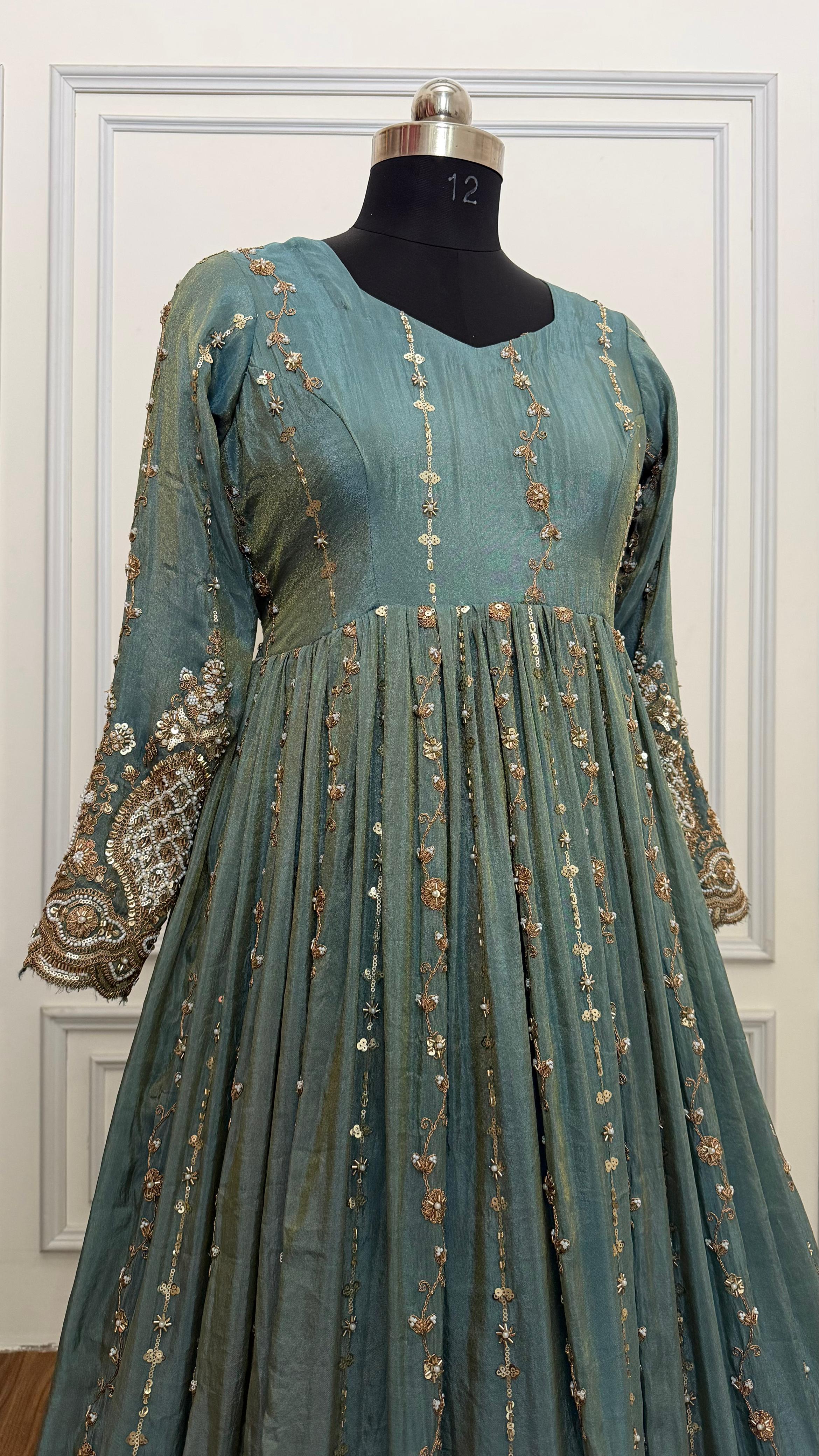 POWDER BLUE SHADE MASSIVE WORK ANARKALI
