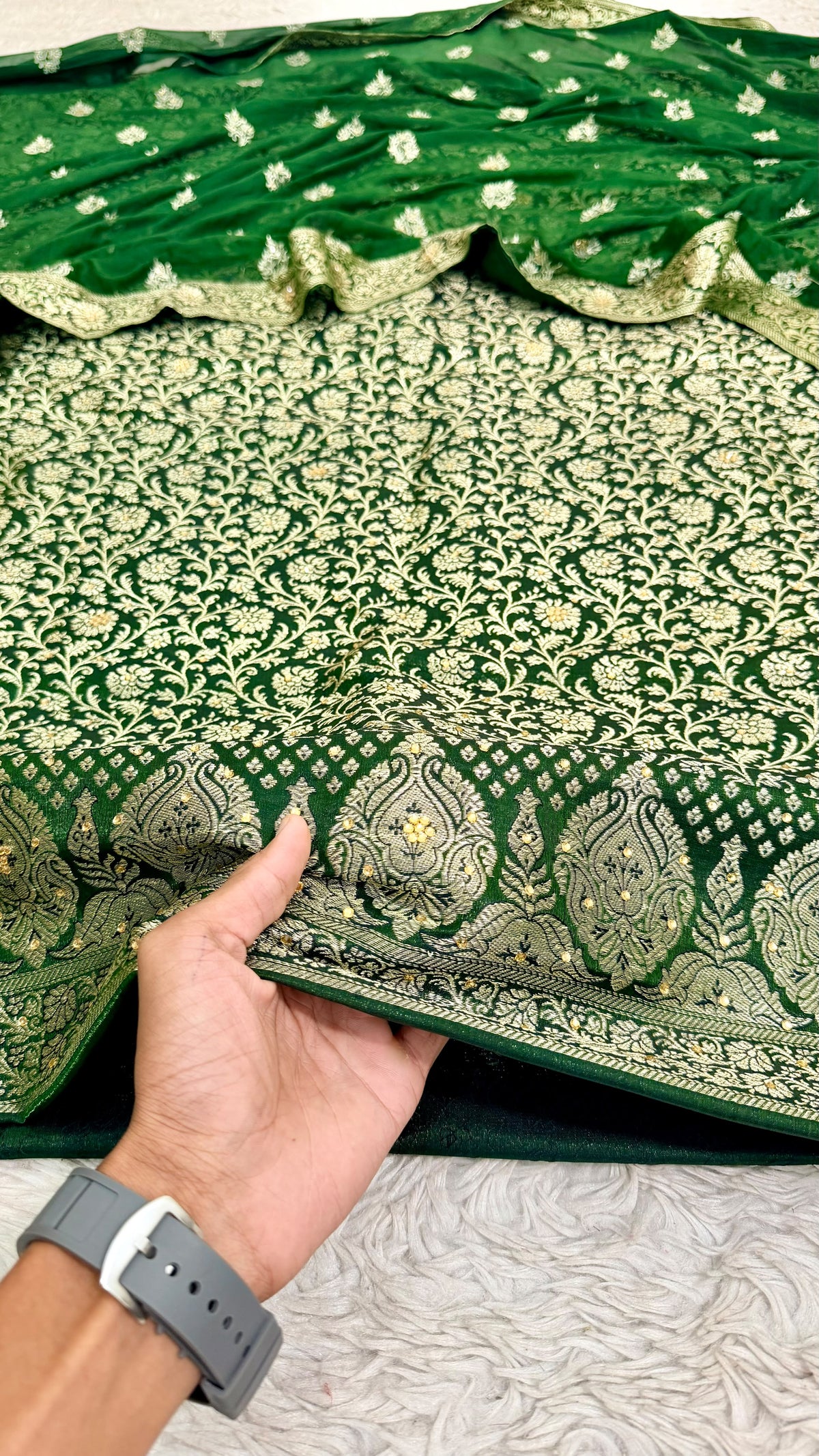 DARK GREEN BANARASI KIMKHAB SUIT