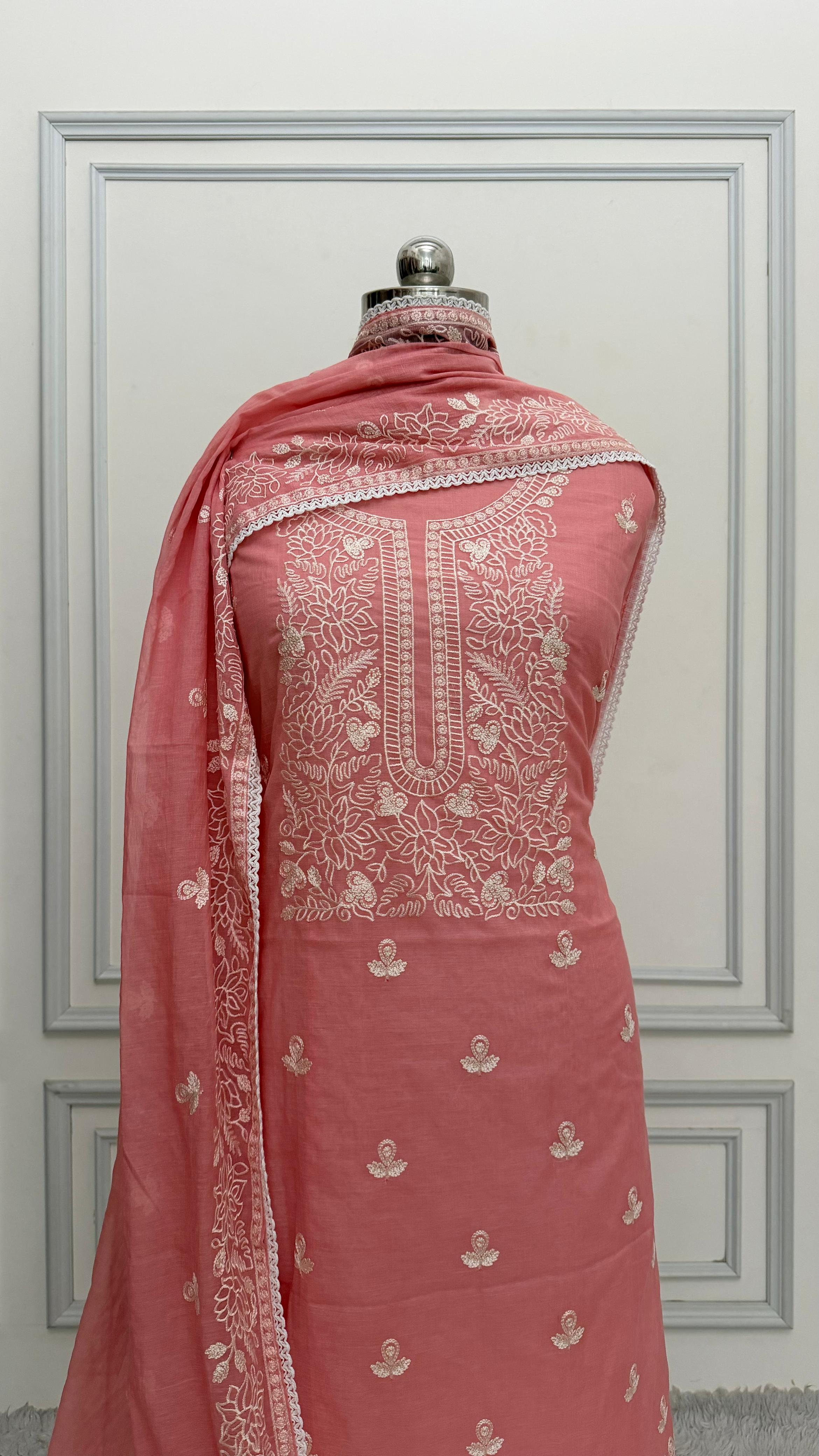 PASTLE PINK COTTON MUL 3 PIECE SUIT