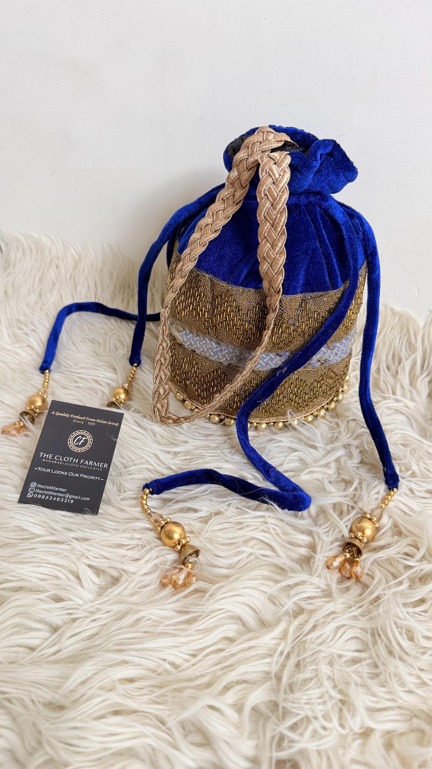 ROYAL BLUE COLOR BANARASI POTLI
