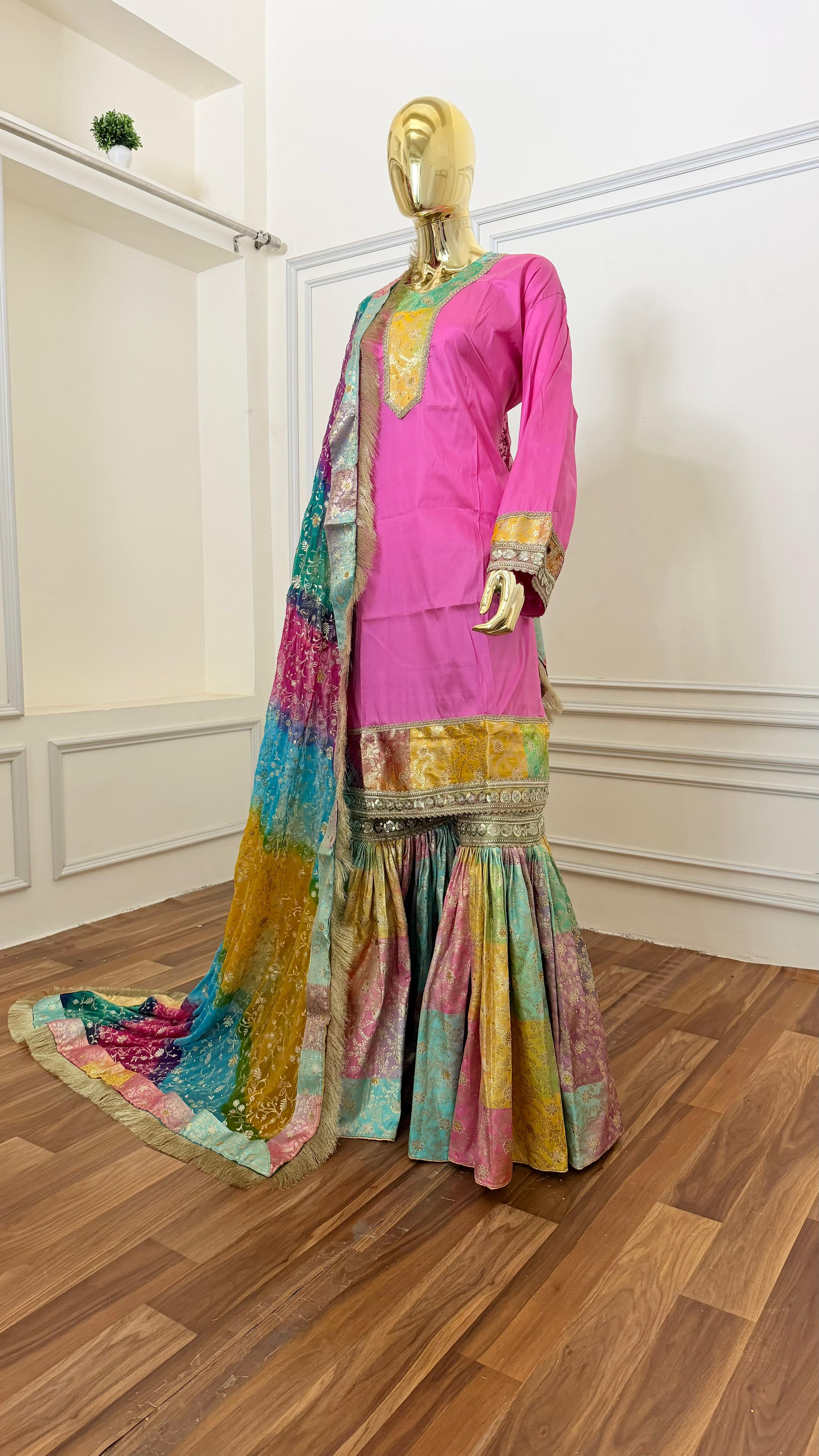 LIGHT SHADE MULTI GHARARA