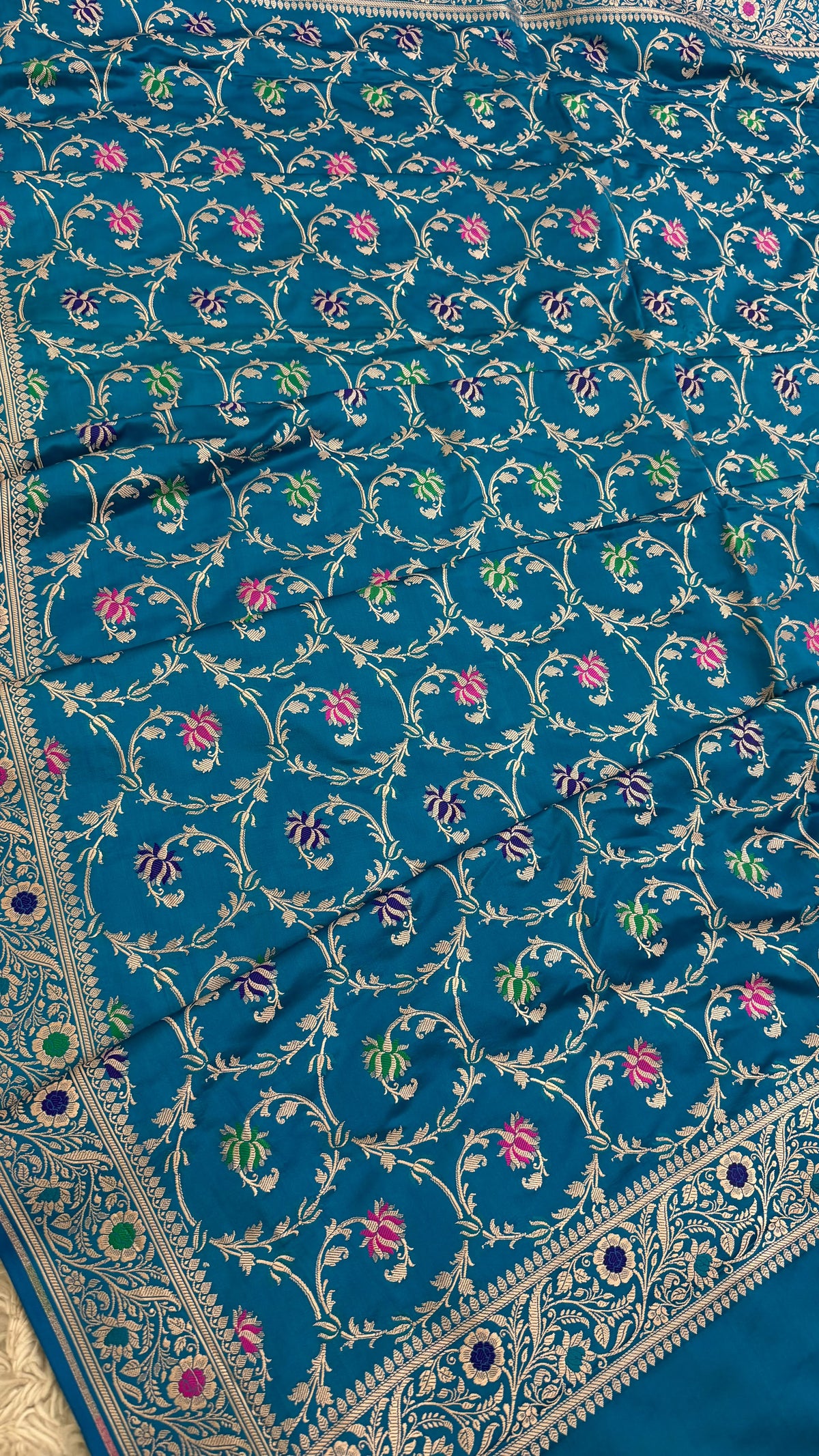 AZURE BLUE COLOR MASHRU SILK 3 PIECE SUIT