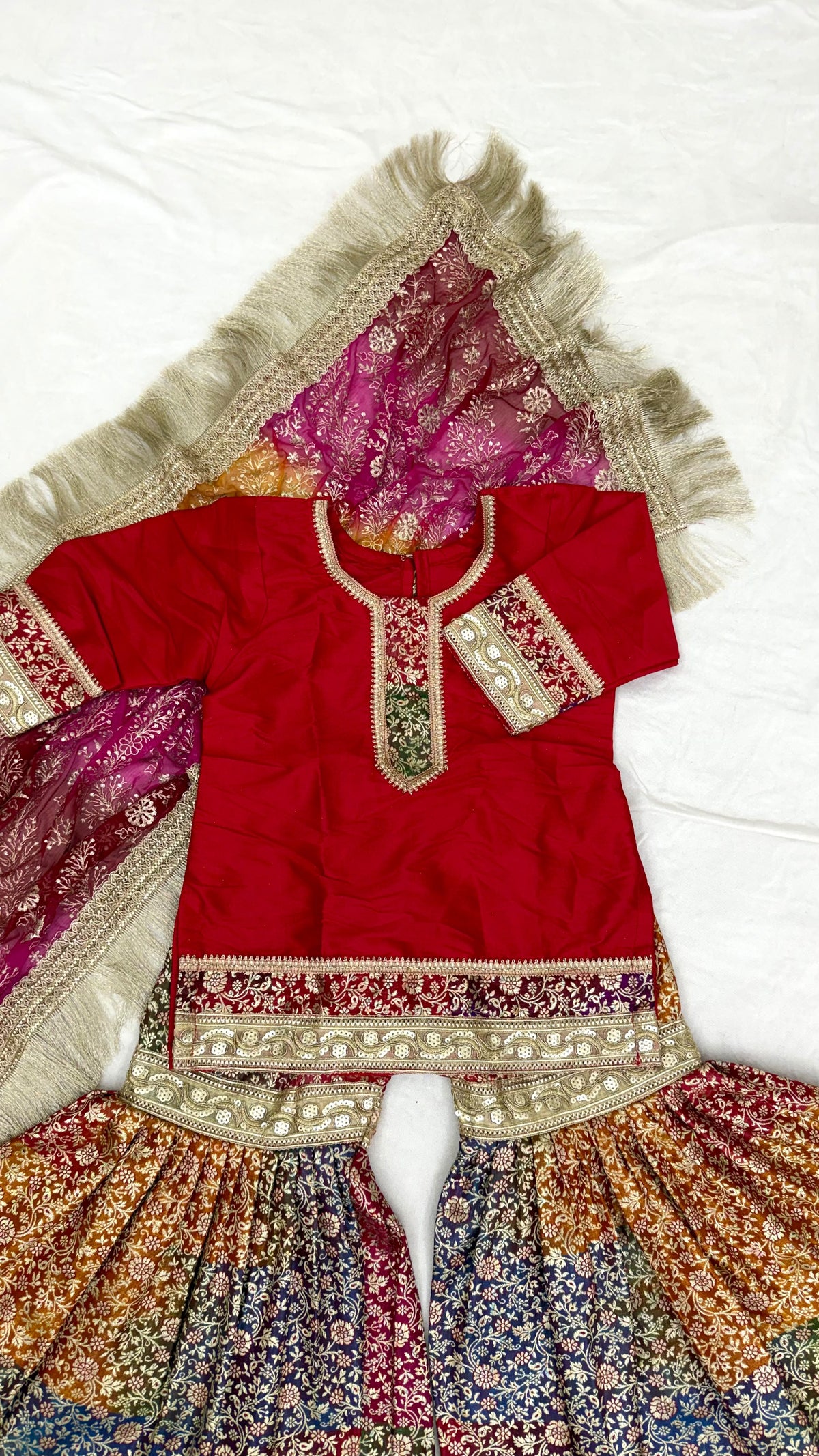 RED TOP RAINBOW GHARARA