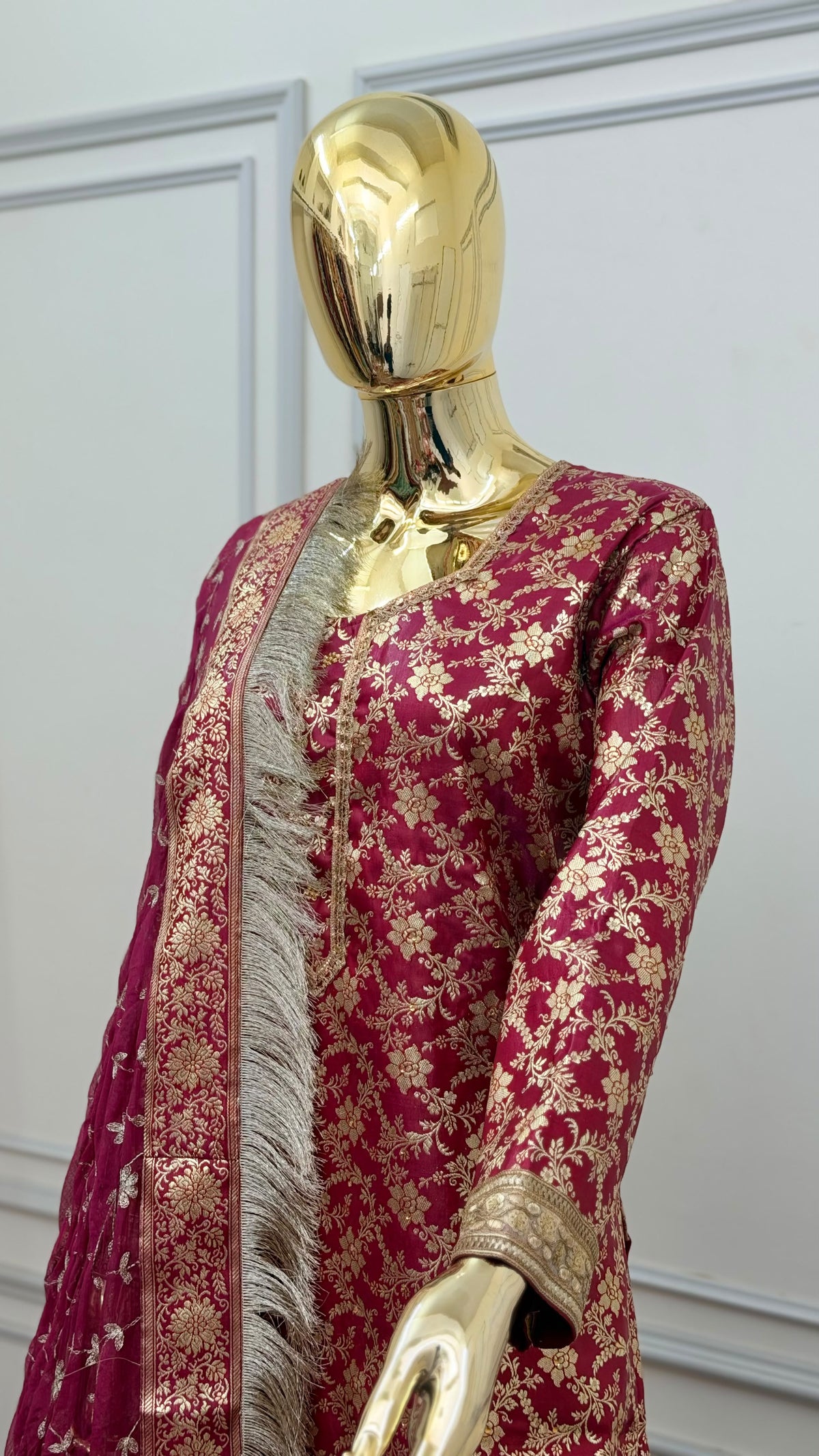 PYAJI TOP GHARARA WITH STONE WORK