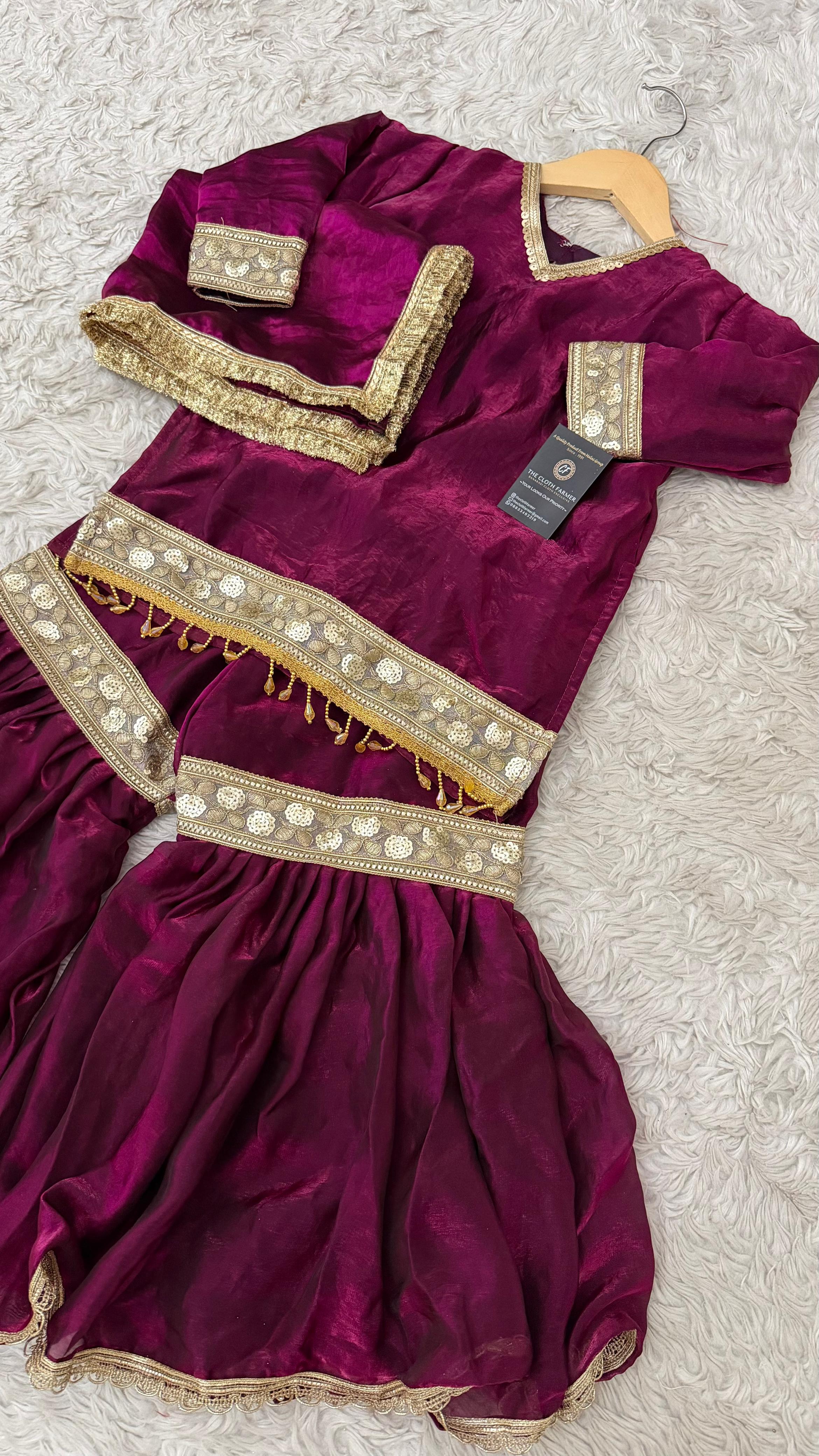 PINKISH WINE SHADE LITTLE PRINCESS GHARARA