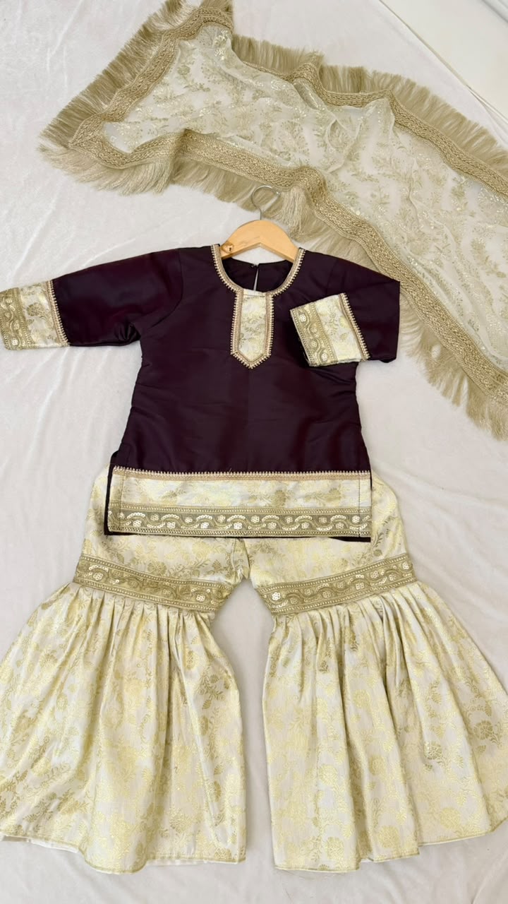 Imperial purple kimkhab gharara for little princess