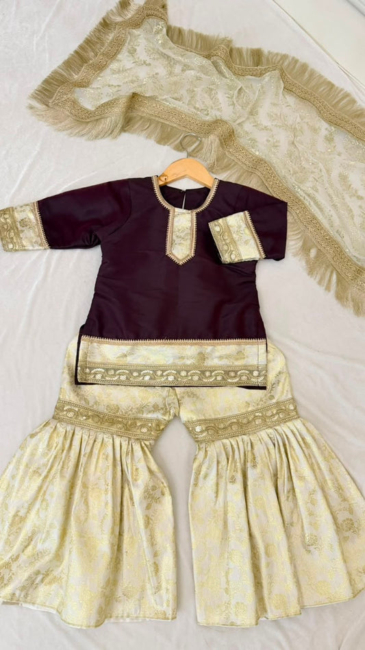 Imperial purple kimkhab gharara for little princess