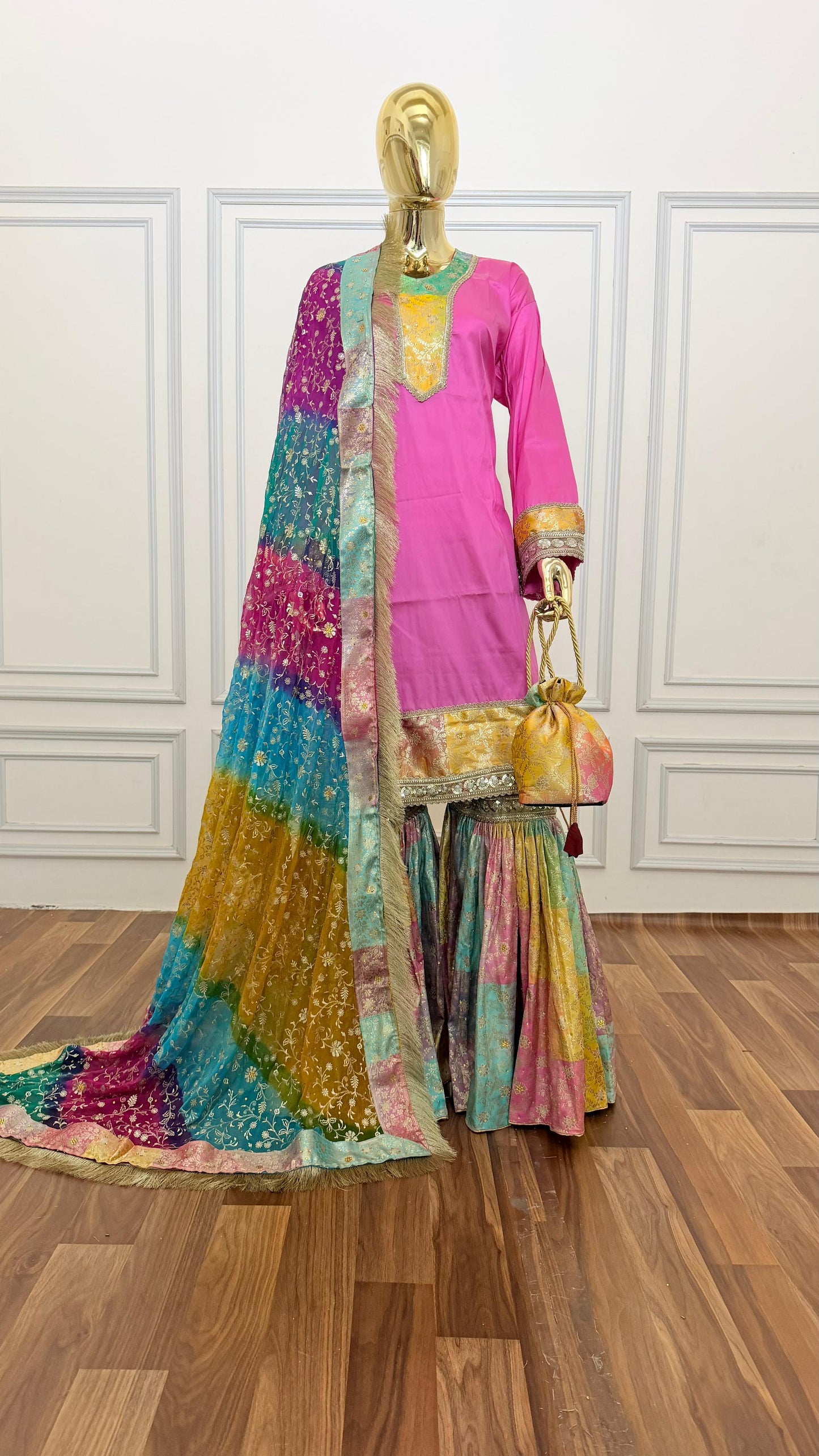 LIGHT SHADE MULTI GHARARA
