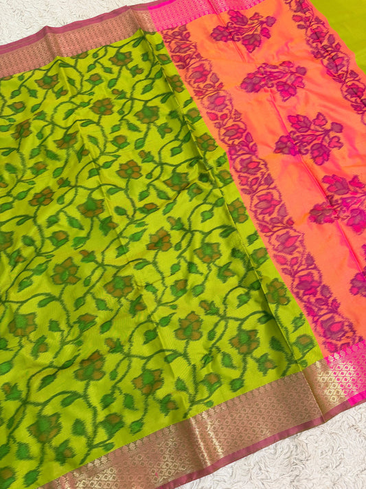 LIME IKAT PRINT SAREE